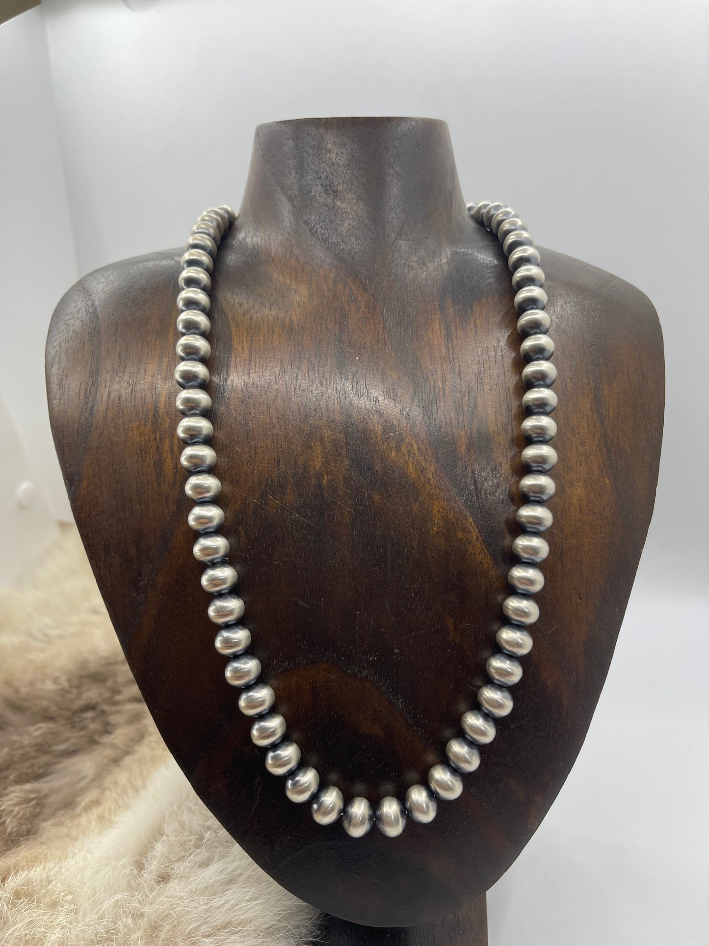 21" 9.5mm Handmade Navajo Pearls by Bryannen Halwood, Navajo