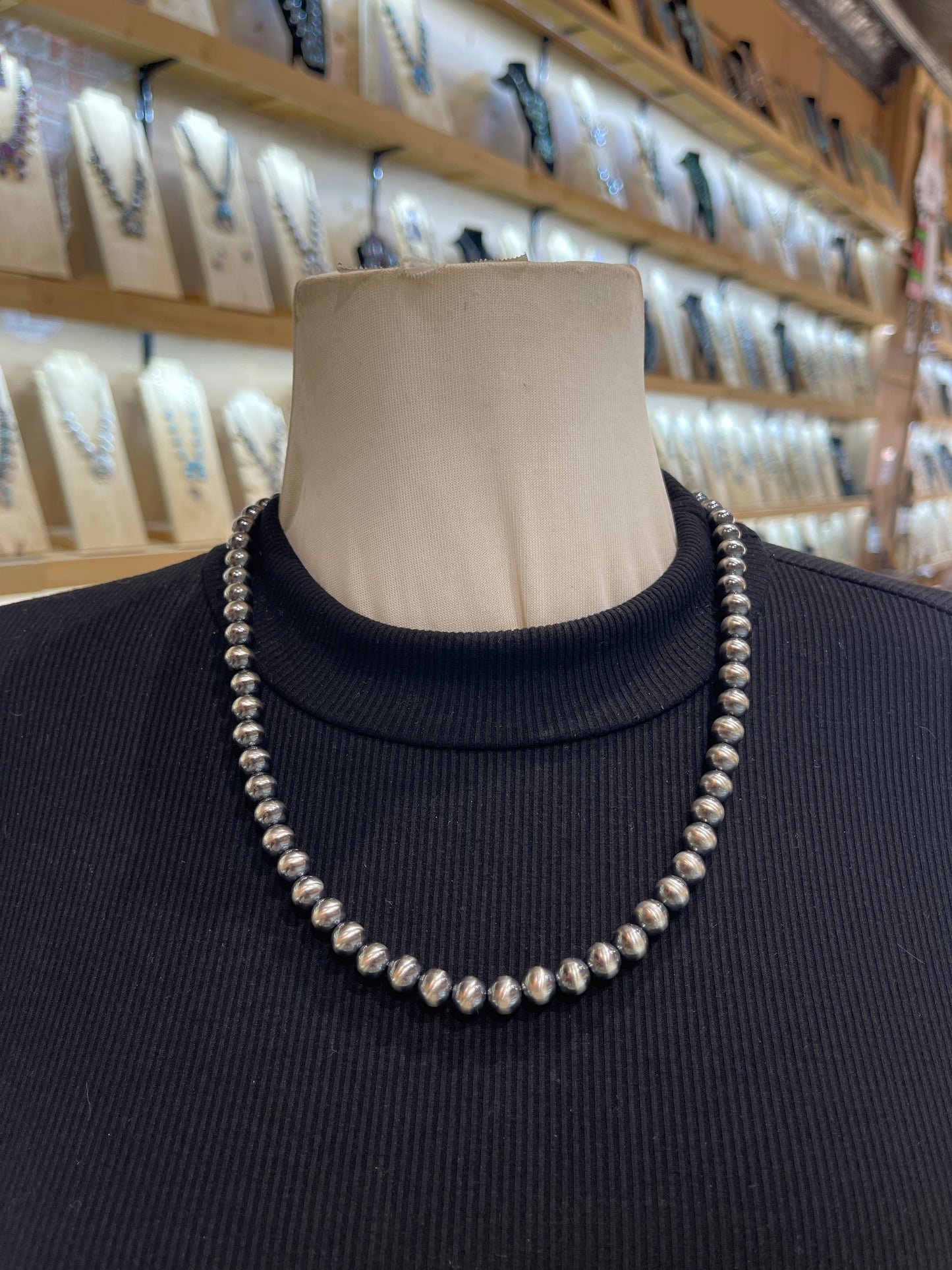 21.5” 8mm Navajo Style Pearls