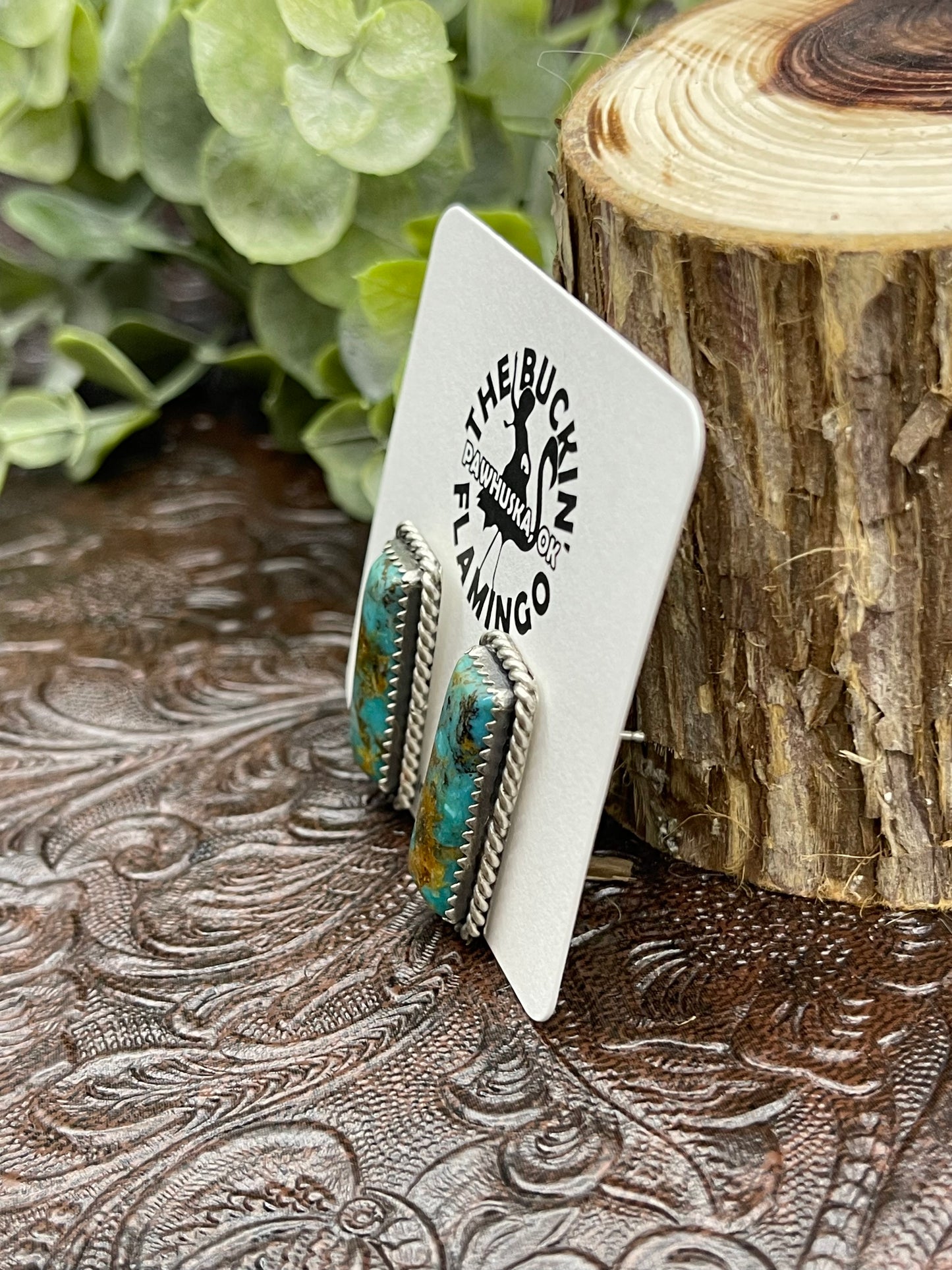 Kingman Turquoise Bar Earrings