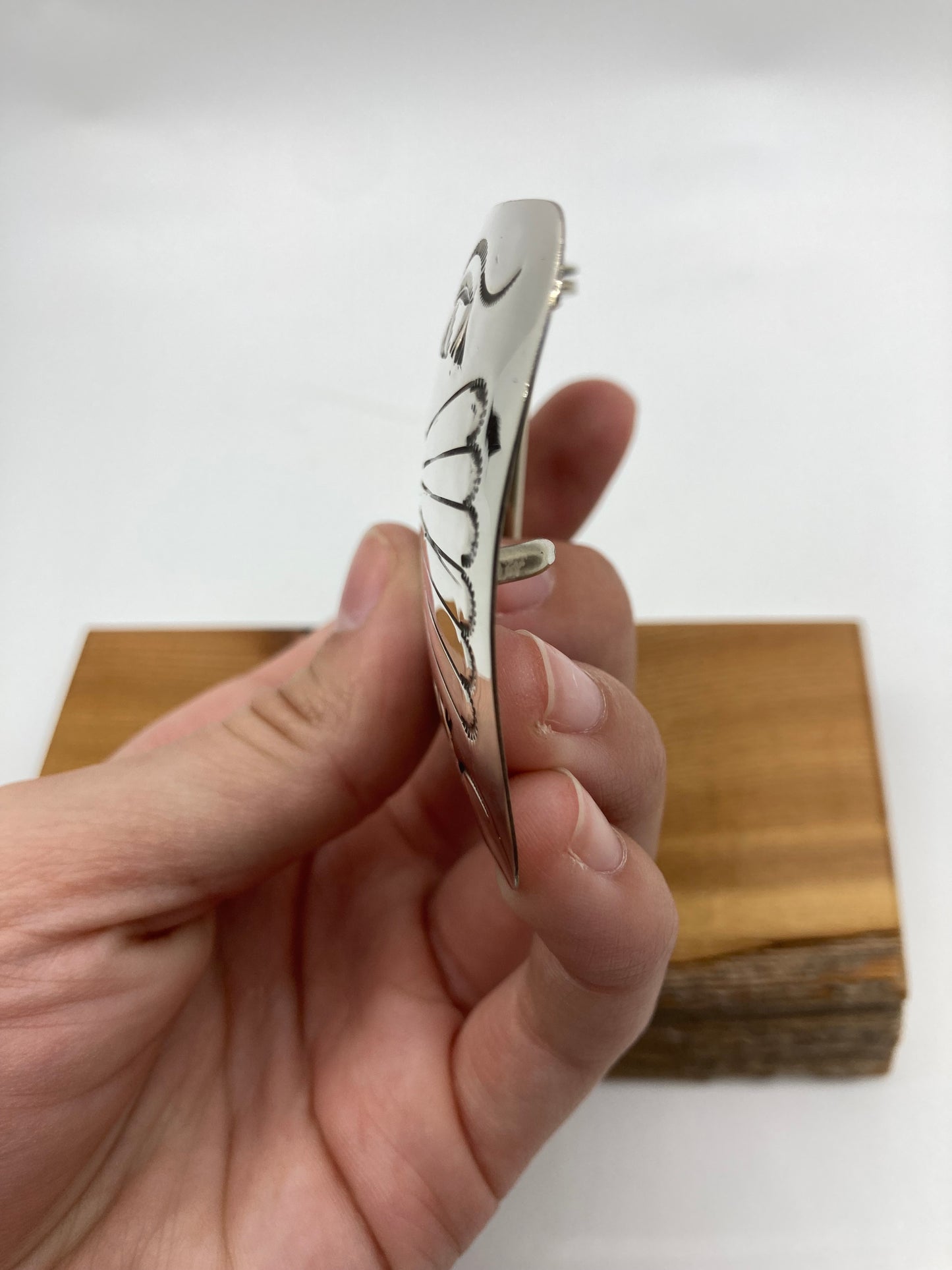 3"x2" Silver Stamped Belt Buckle by Jolene Begay, Navajo