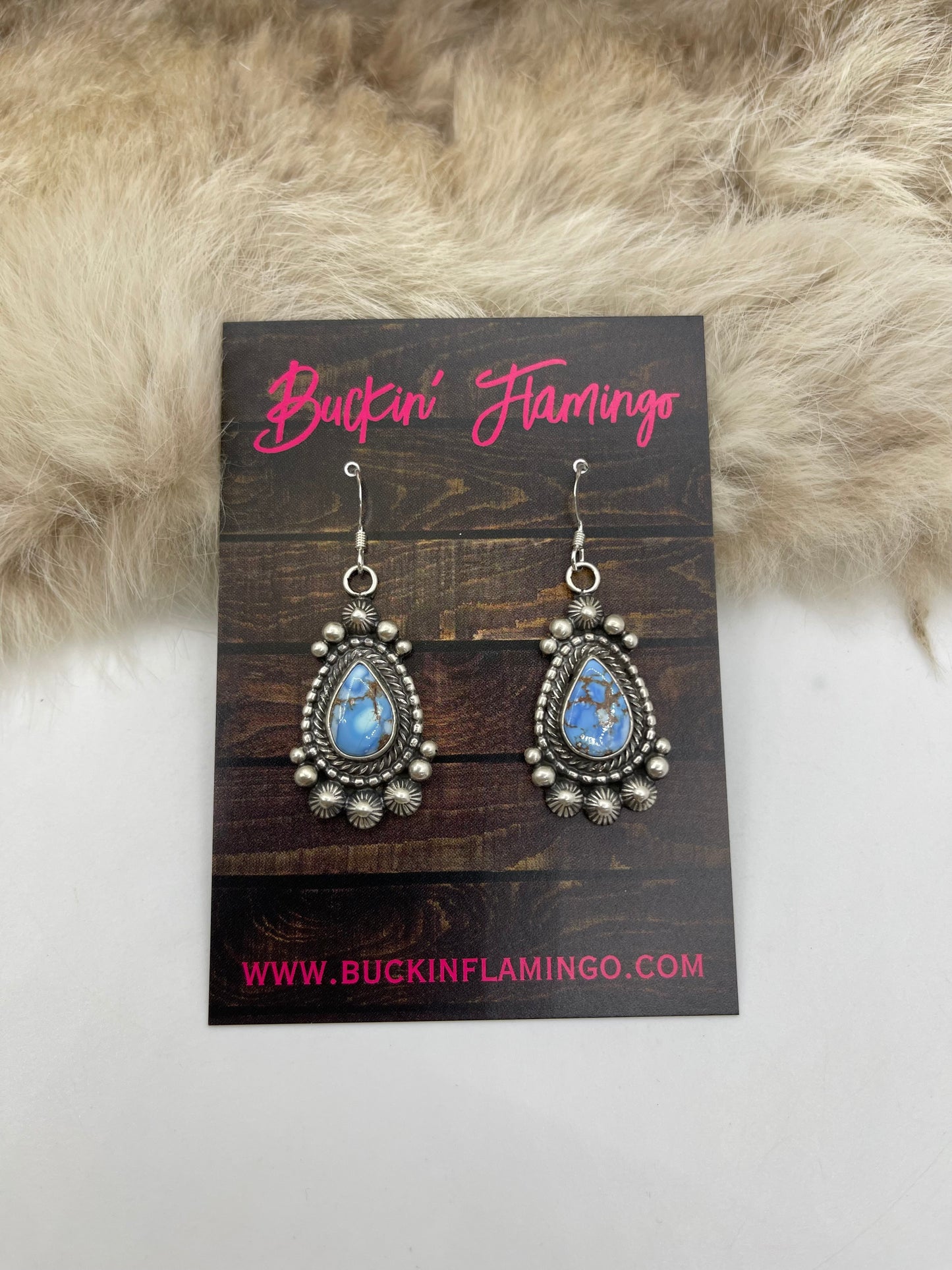24" Golden Hills Turquoise Squash Blossom & Earring Set by Tom Lewis, Navajo