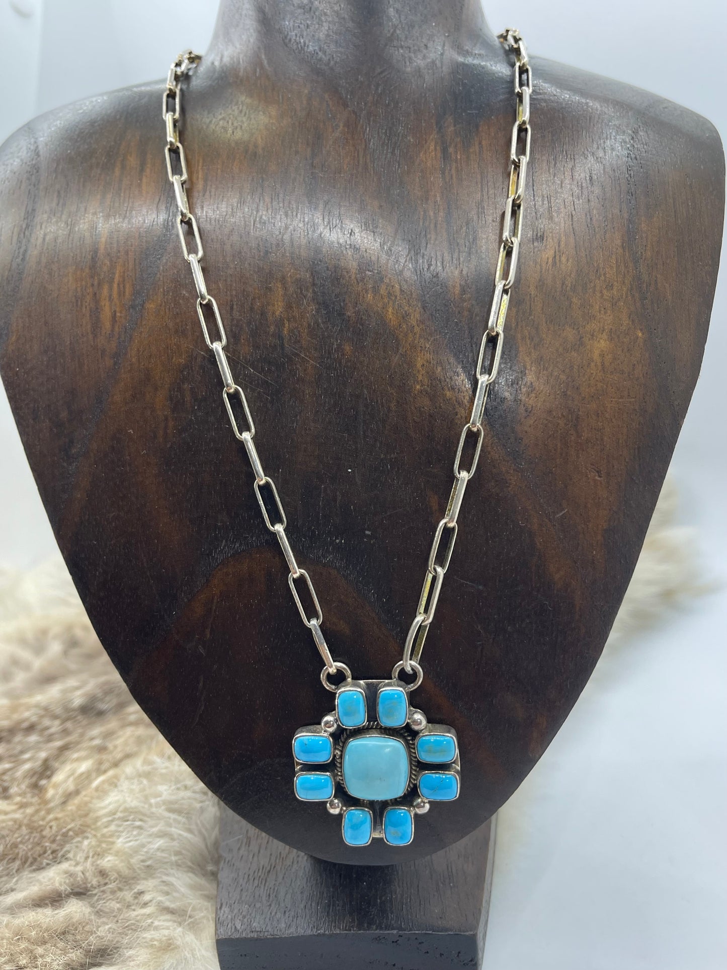 18" Sleeping Beauty Zia Symbol Necklace