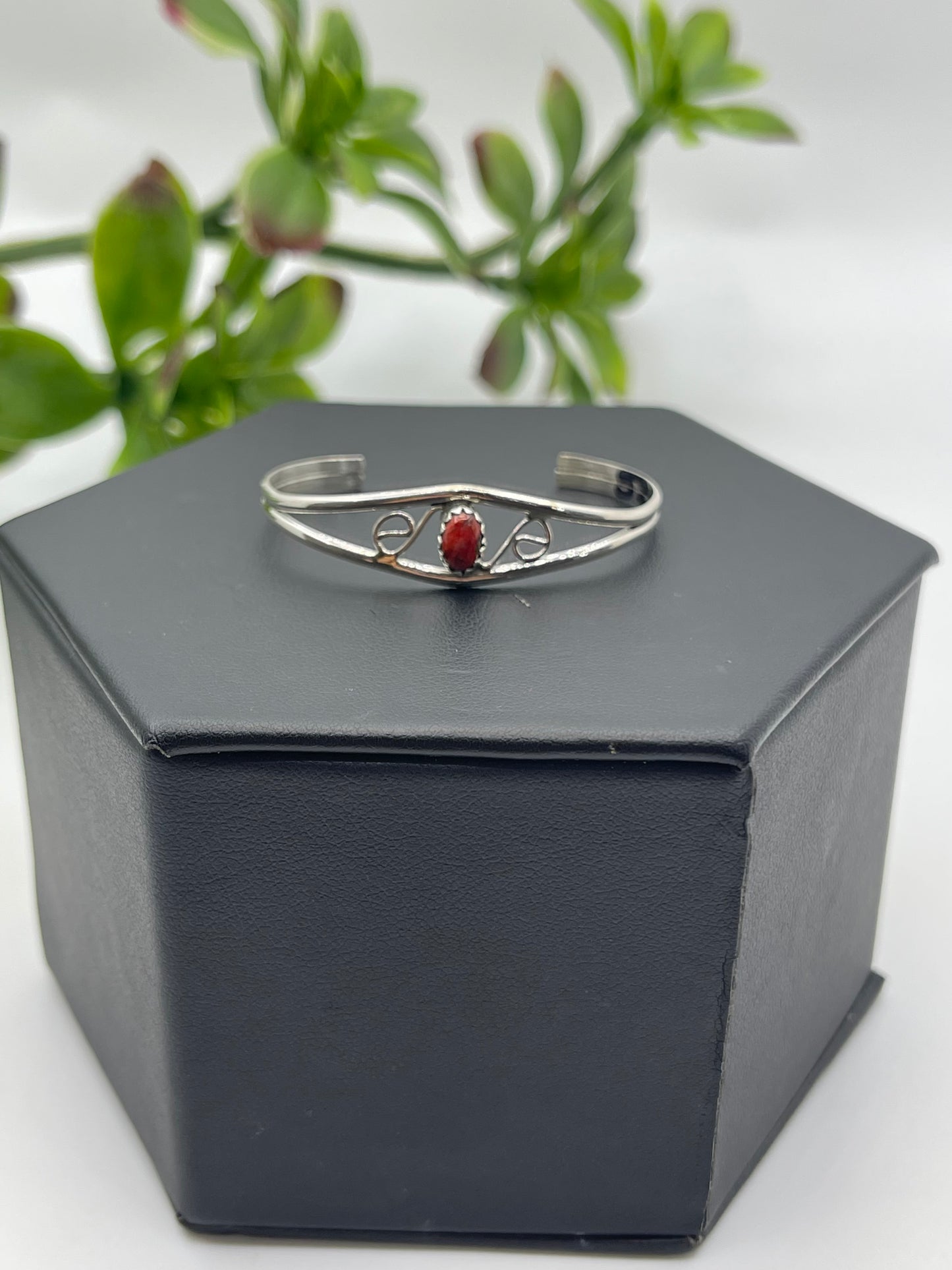 Coral Stone Sterling Silver Baby Bracelet