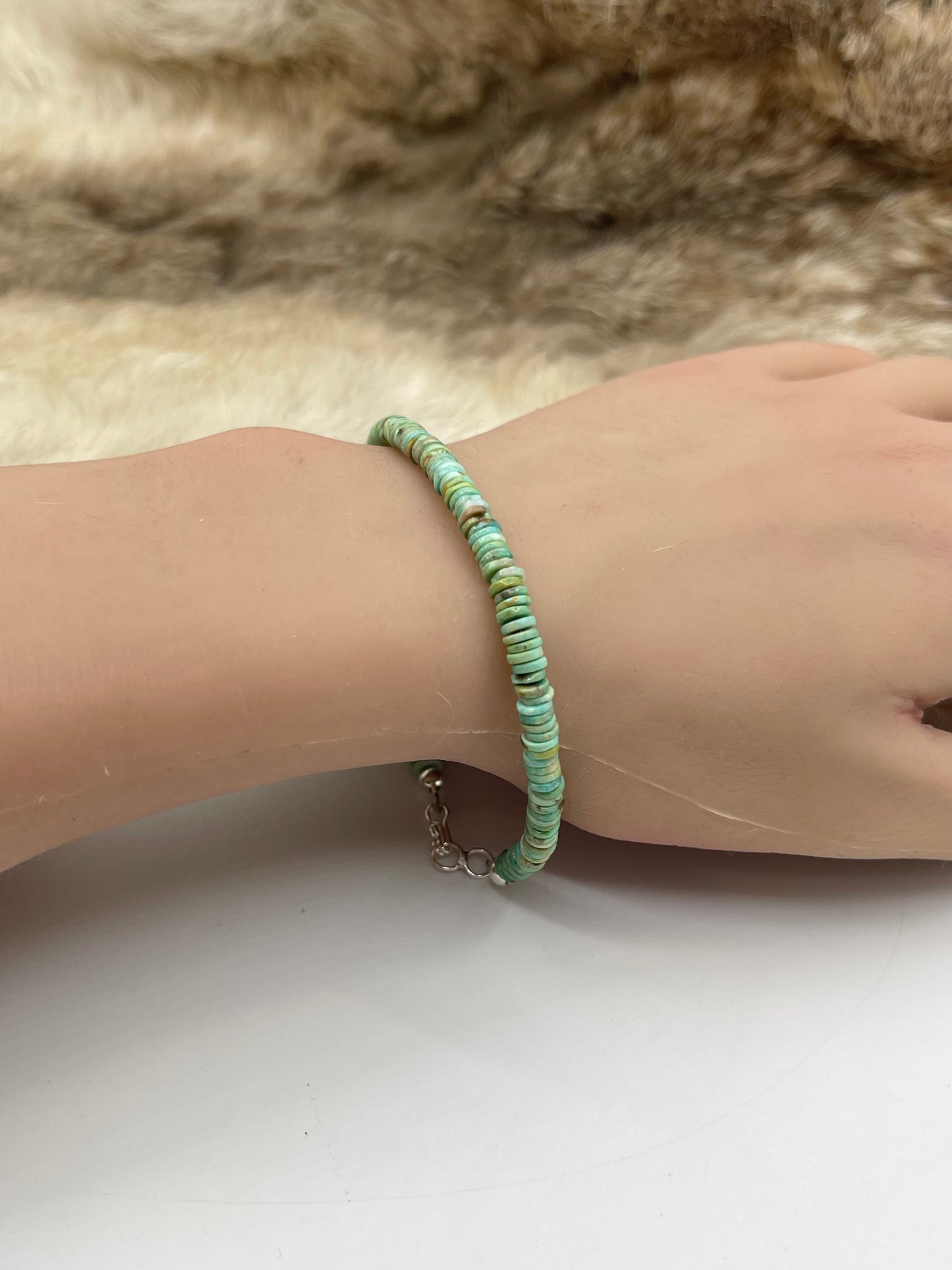 7" 4.5mm Turquoise Heishi Bead Bracelet