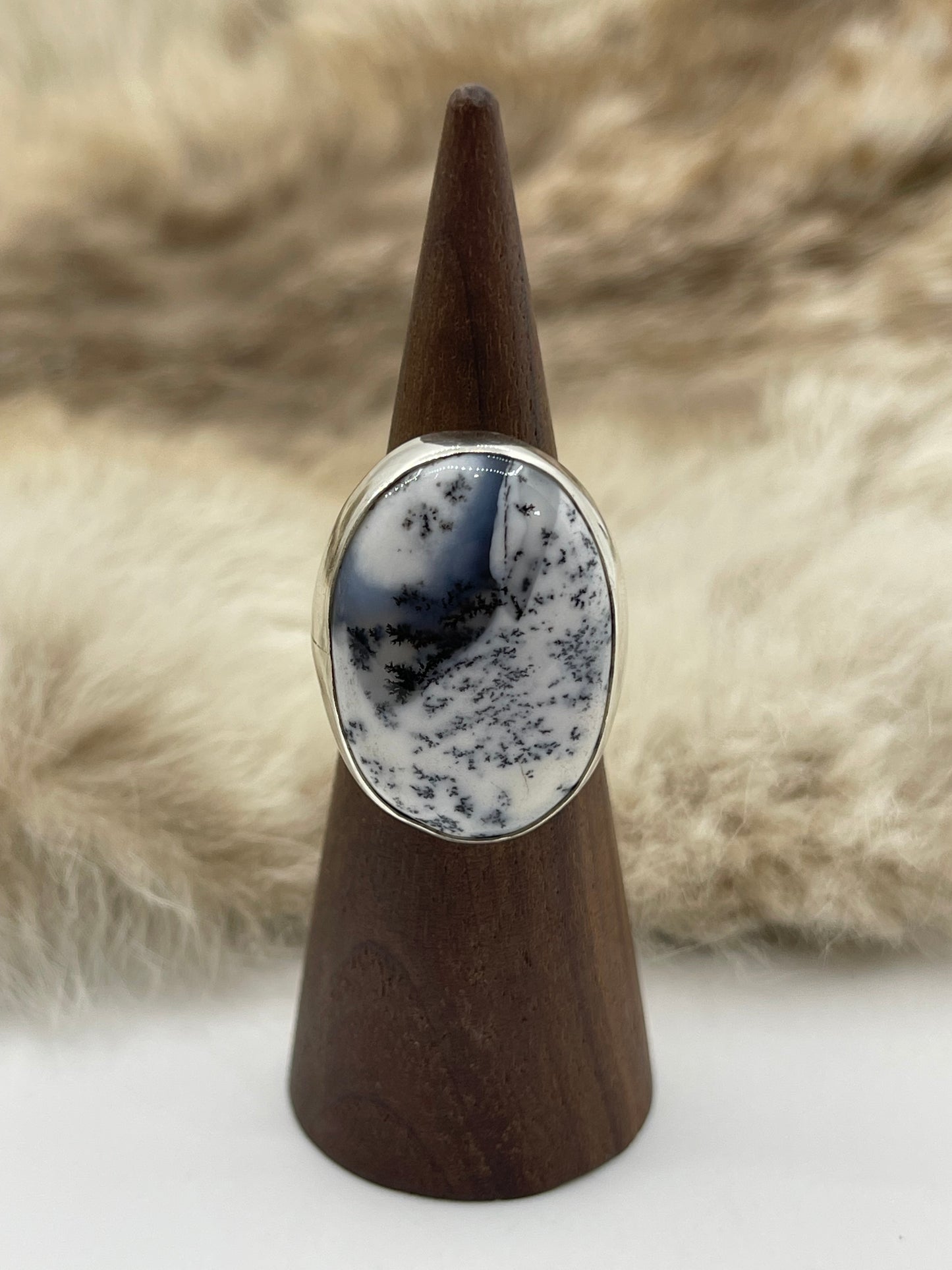 6.5 Dendrite Opal Ring by Lawrence Willie, Navajo