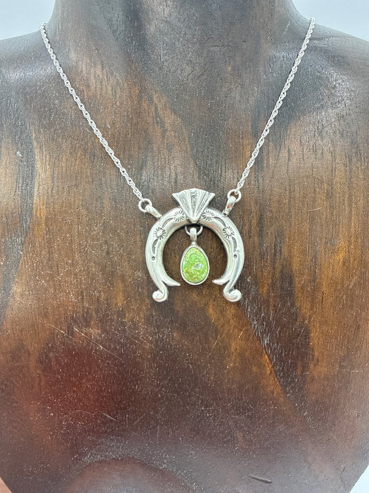 Sonoran Gold Turquoise Naja Necklace by Gary Shorty, Navajo