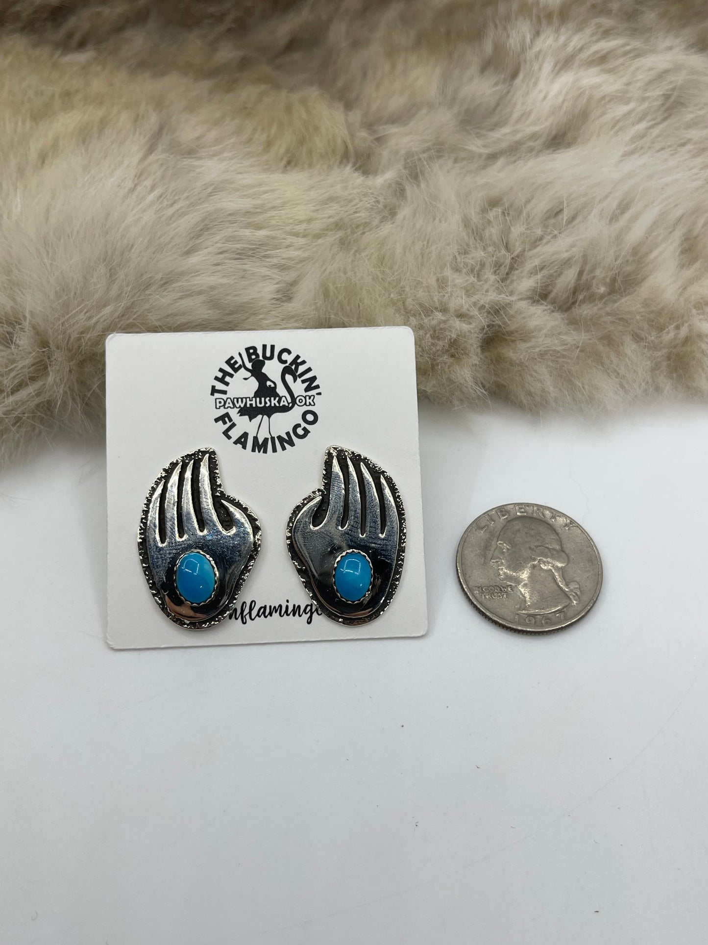 22" Bear Necklace on Handmade Paperclip Chain Neckalce+Earrings set by Marie Jackson, Navajo