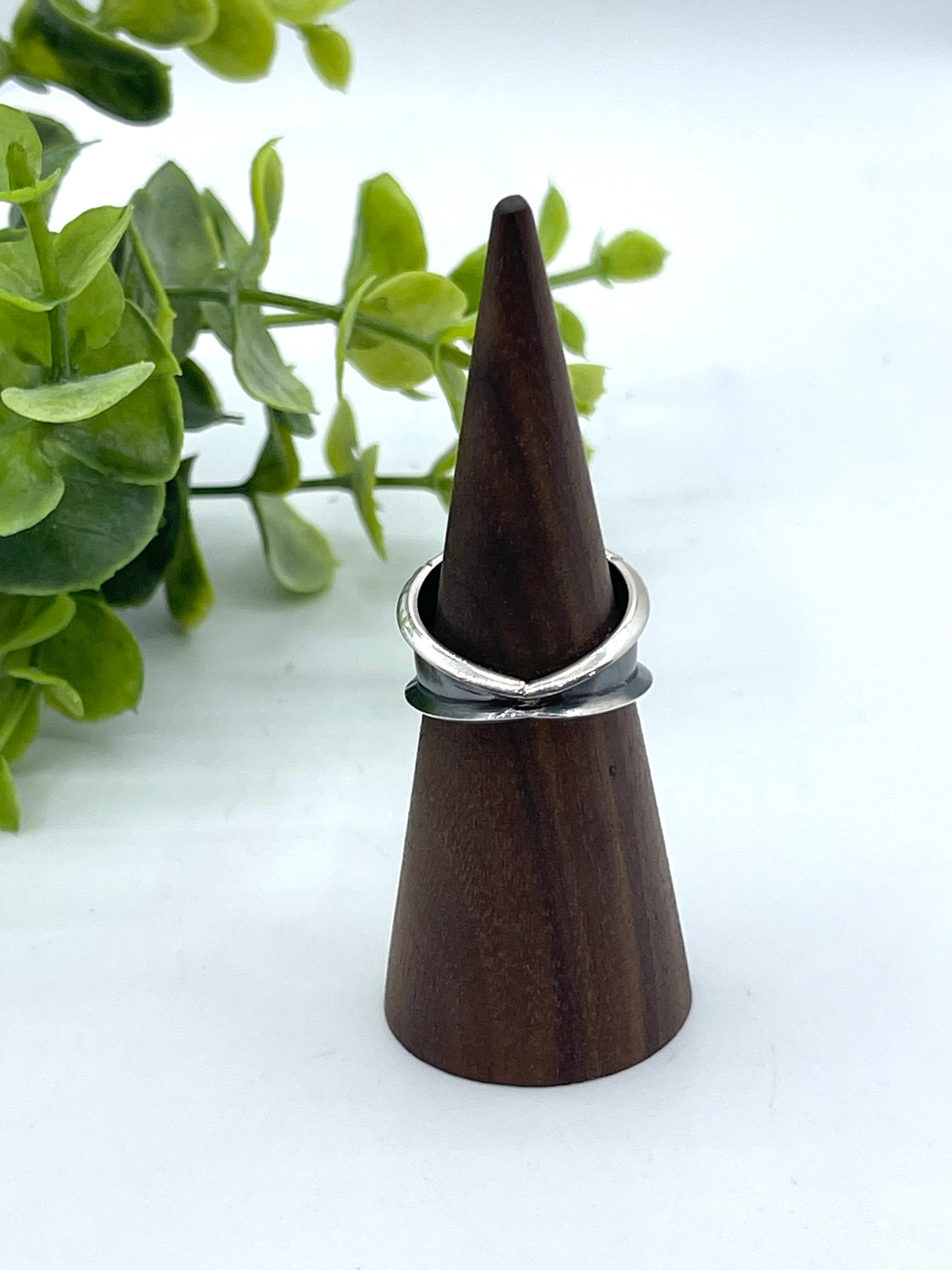 11.0 Red Coral 3 Stone Ring by Reed Charley, Navajo
