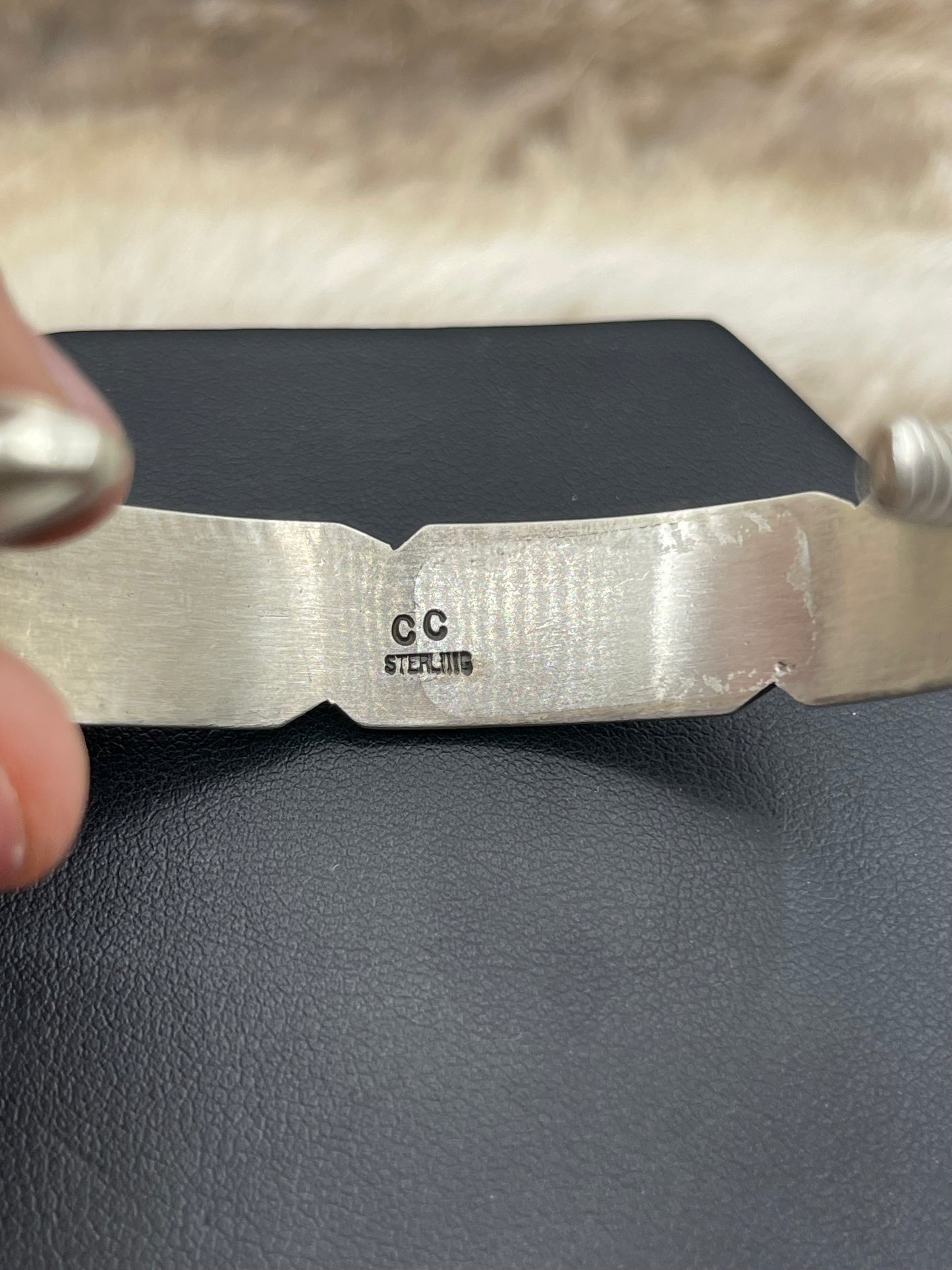 6”-6.5” Silver Feather Cuff by Chris Charley, Navajo