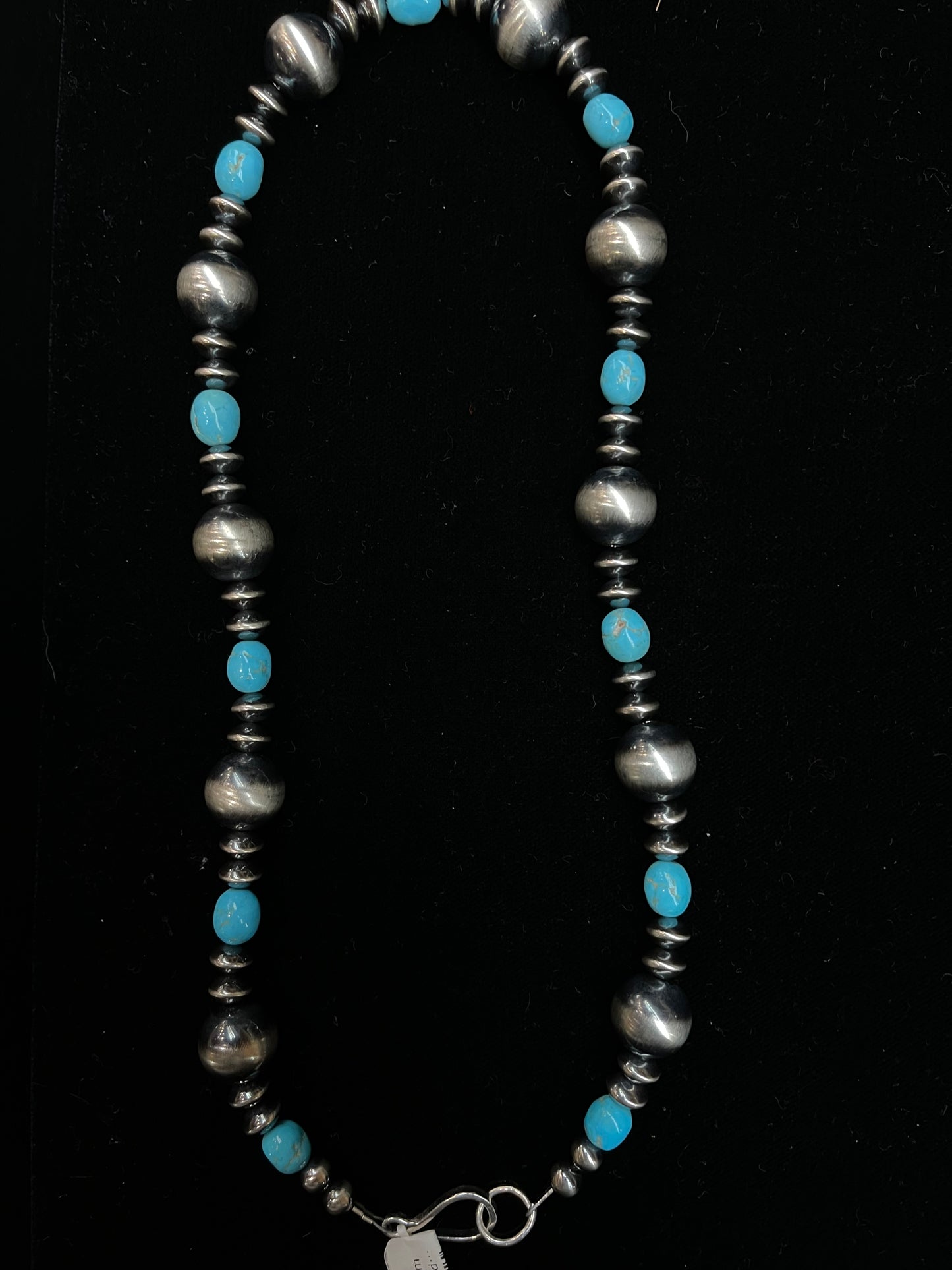 20" 8mm-14mm Navajo Style Pearls and Turquoise nugget Necklace