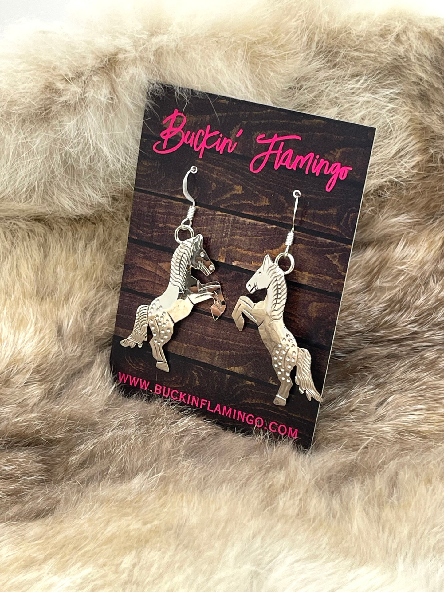 Appaloosa Horse Dangle Earrings by Louise Yazzie, Navajo