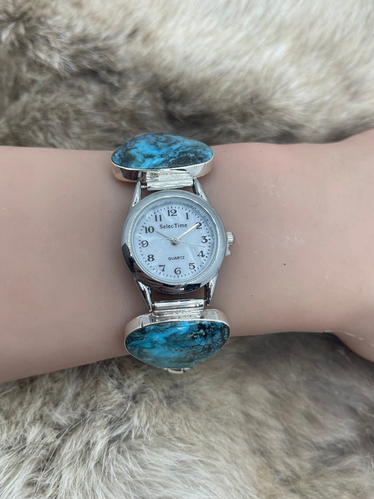 7"-8.25" Turquoise Watch By Arlene Lewis, Navajo