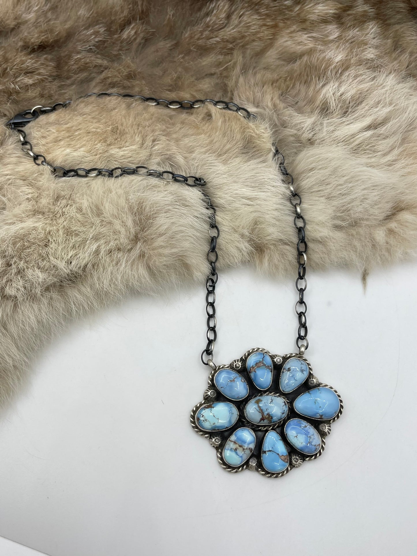 18" Golden Hills Turquoise Cluster Necklace by Augustine Largo, Navajo