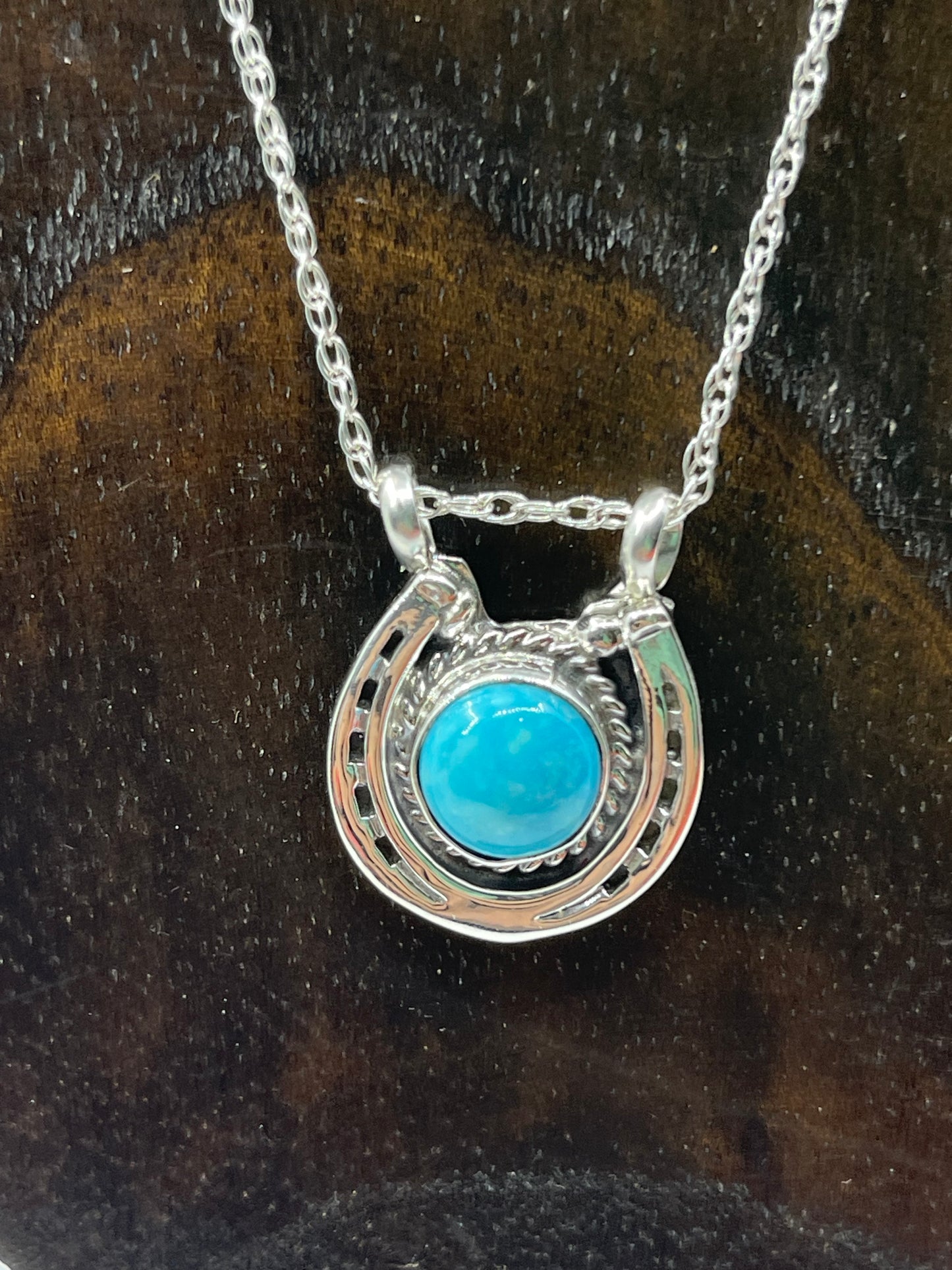 18" Turquoise Horseshoe Necklace by Annette Chiquita, Navajo