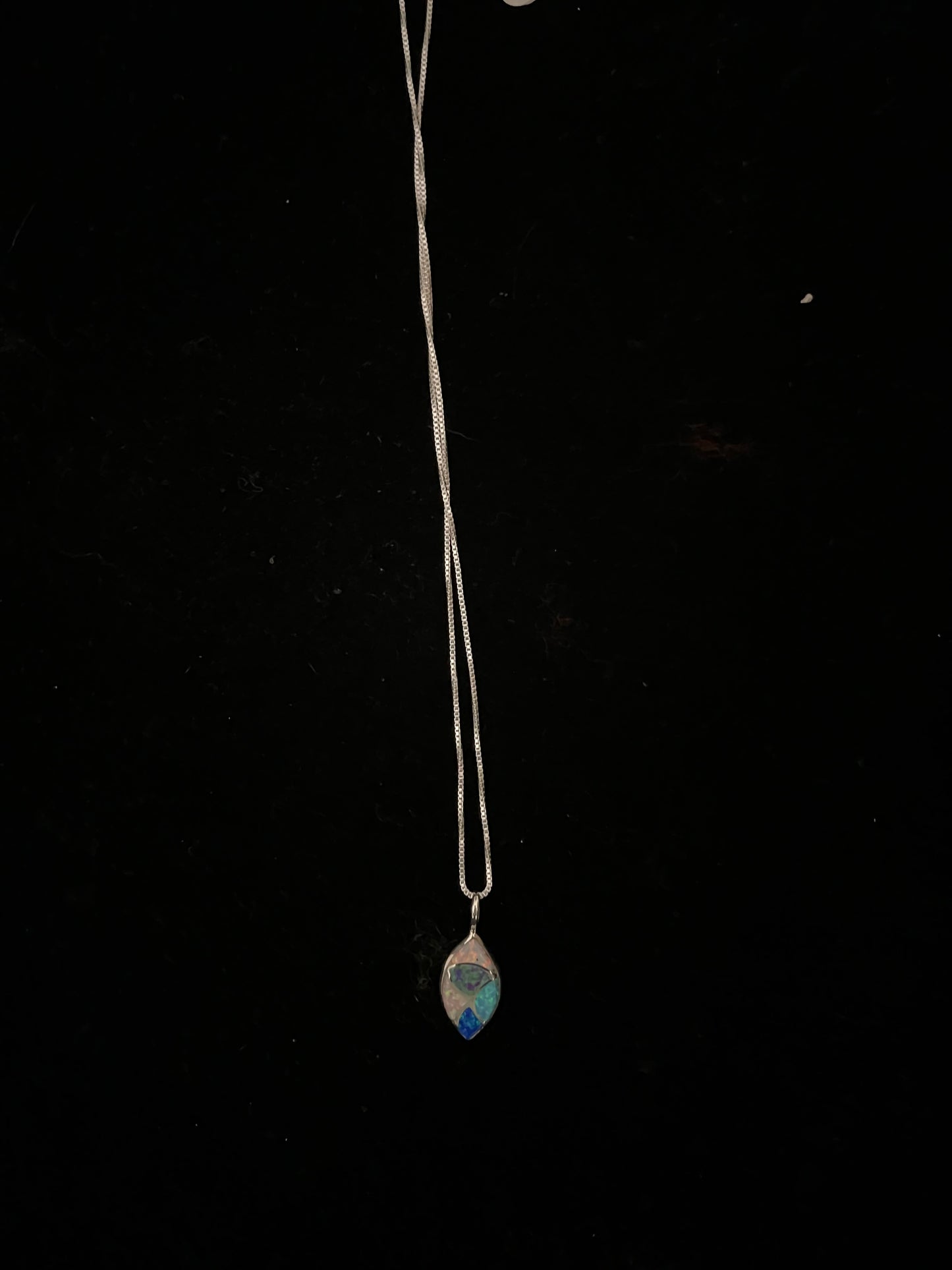 15" Opal Fish Scale Inlay Necklace by Delorna Lahi, Zuni