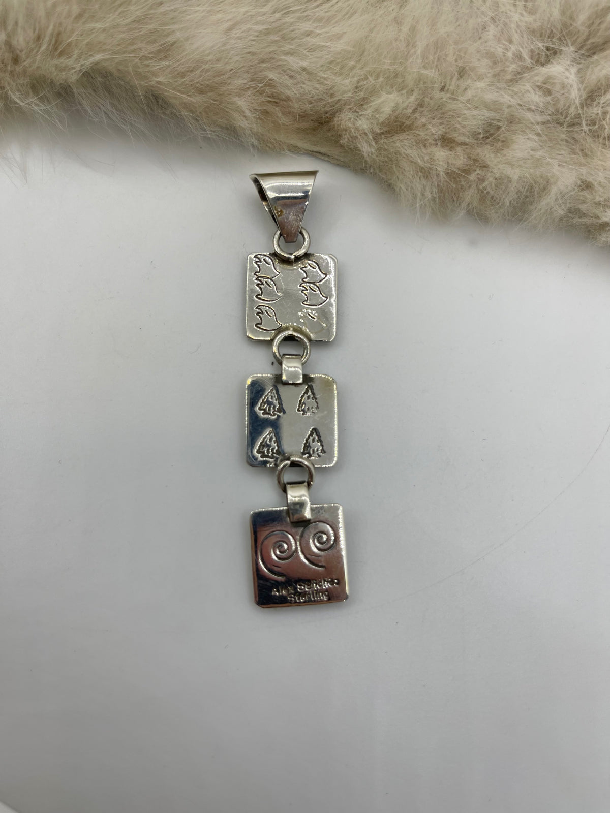 7mm Bail Triple Dangle Mini Petroglyph Pendant by Alex Sanchez, Navajo