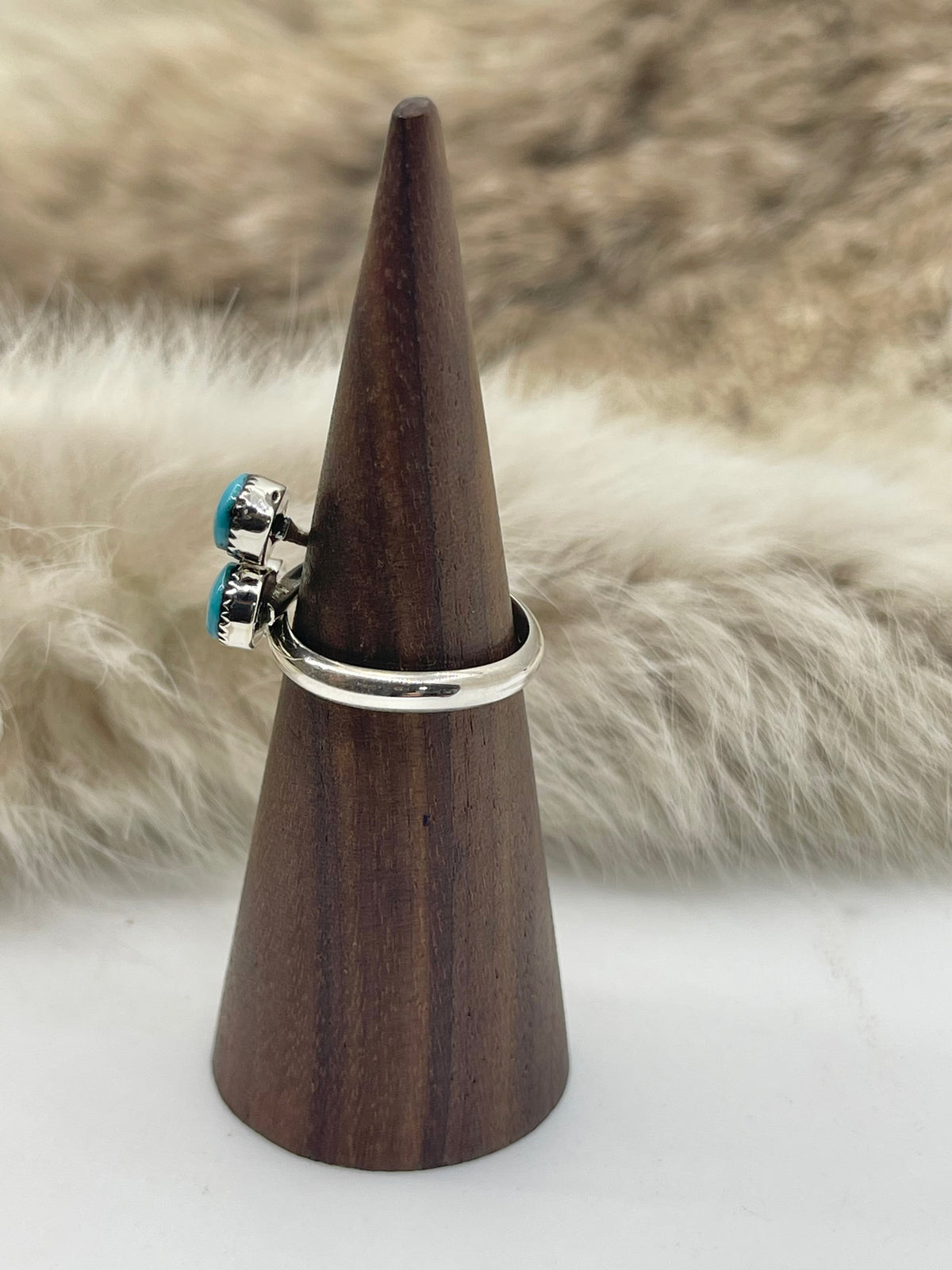 7.0 3 Stone Turquoise Ring by Paley & Darlene Coonsis, Zuni