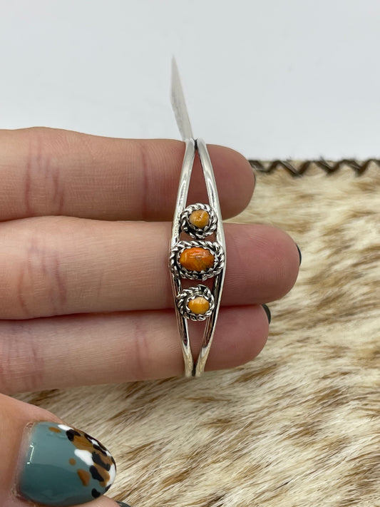 3 Stone Spiny Oyster Shell Baby Bracelet by Judy Lincoln, Navajo