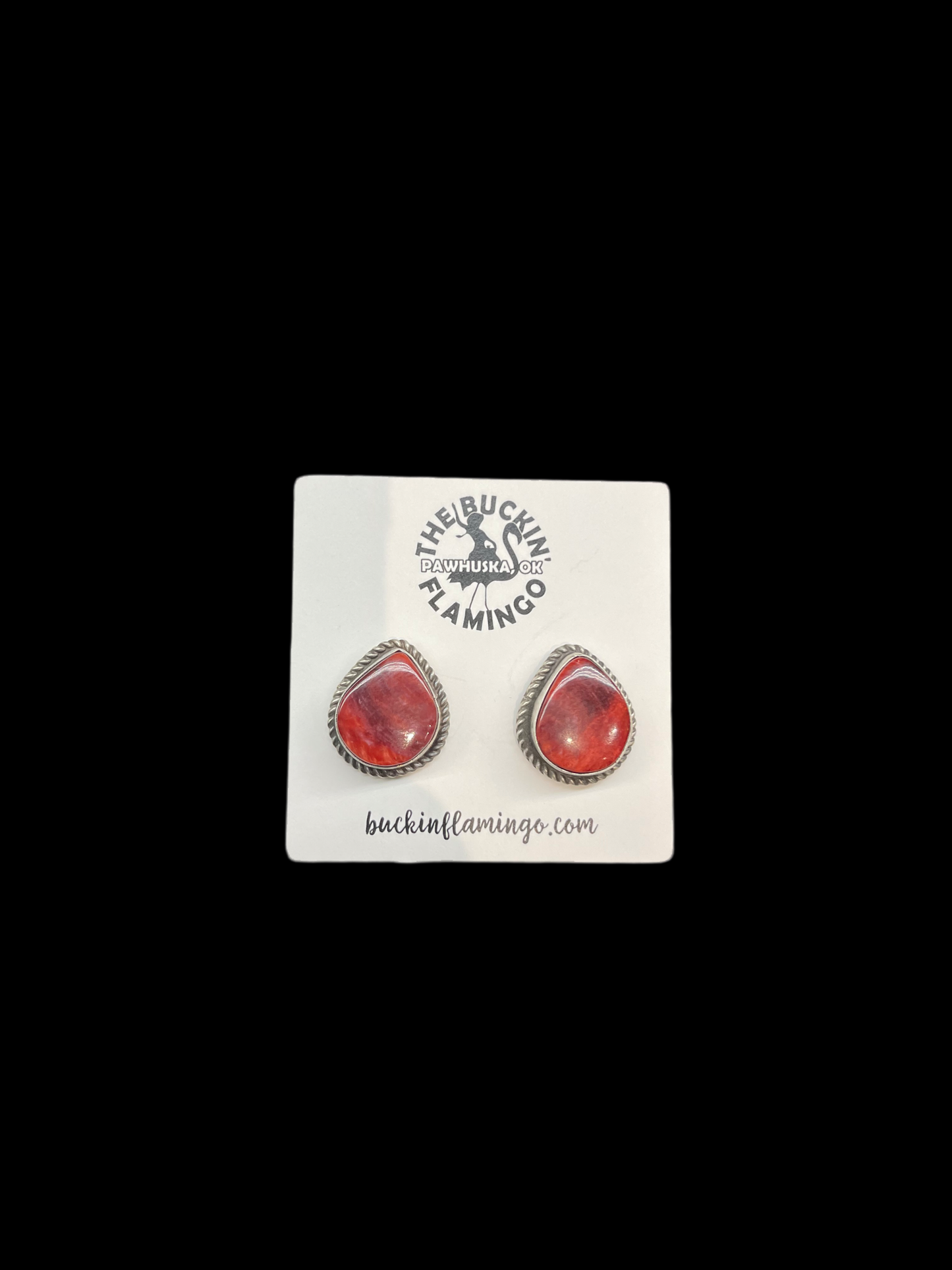 Red Spiny Oyster Post Earrings by Judith Dixon, Navajo