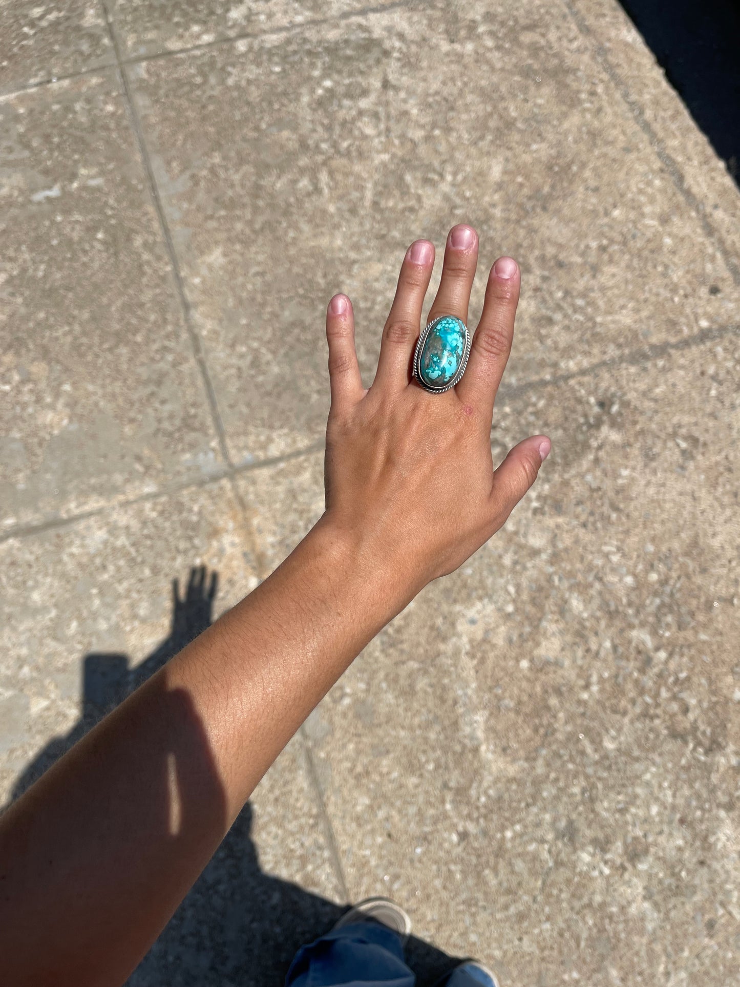 7.0 Persian Turquoise Ring by John Nelson, Navajo