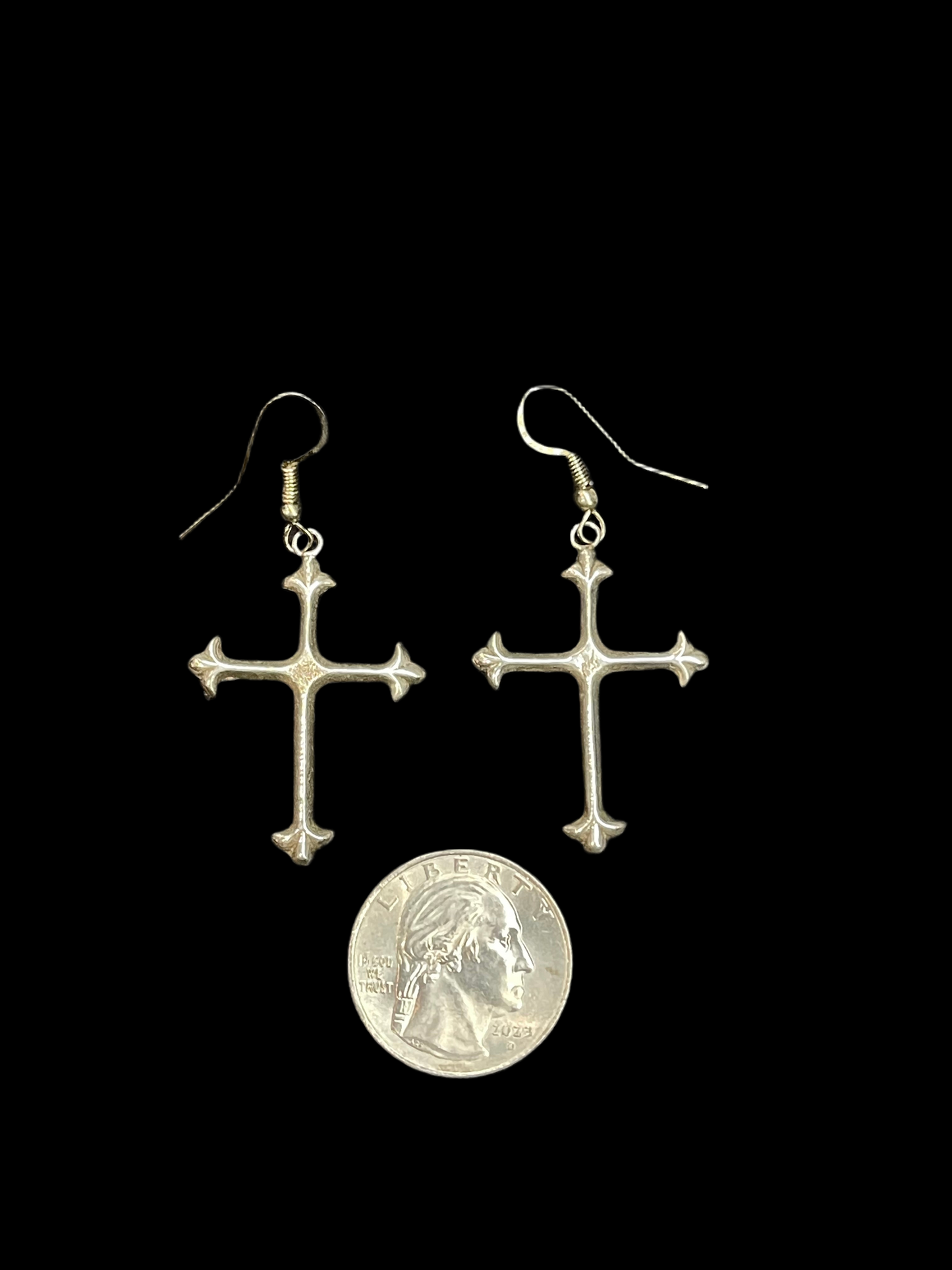 Sterling Silver Cross Dangle Earrings