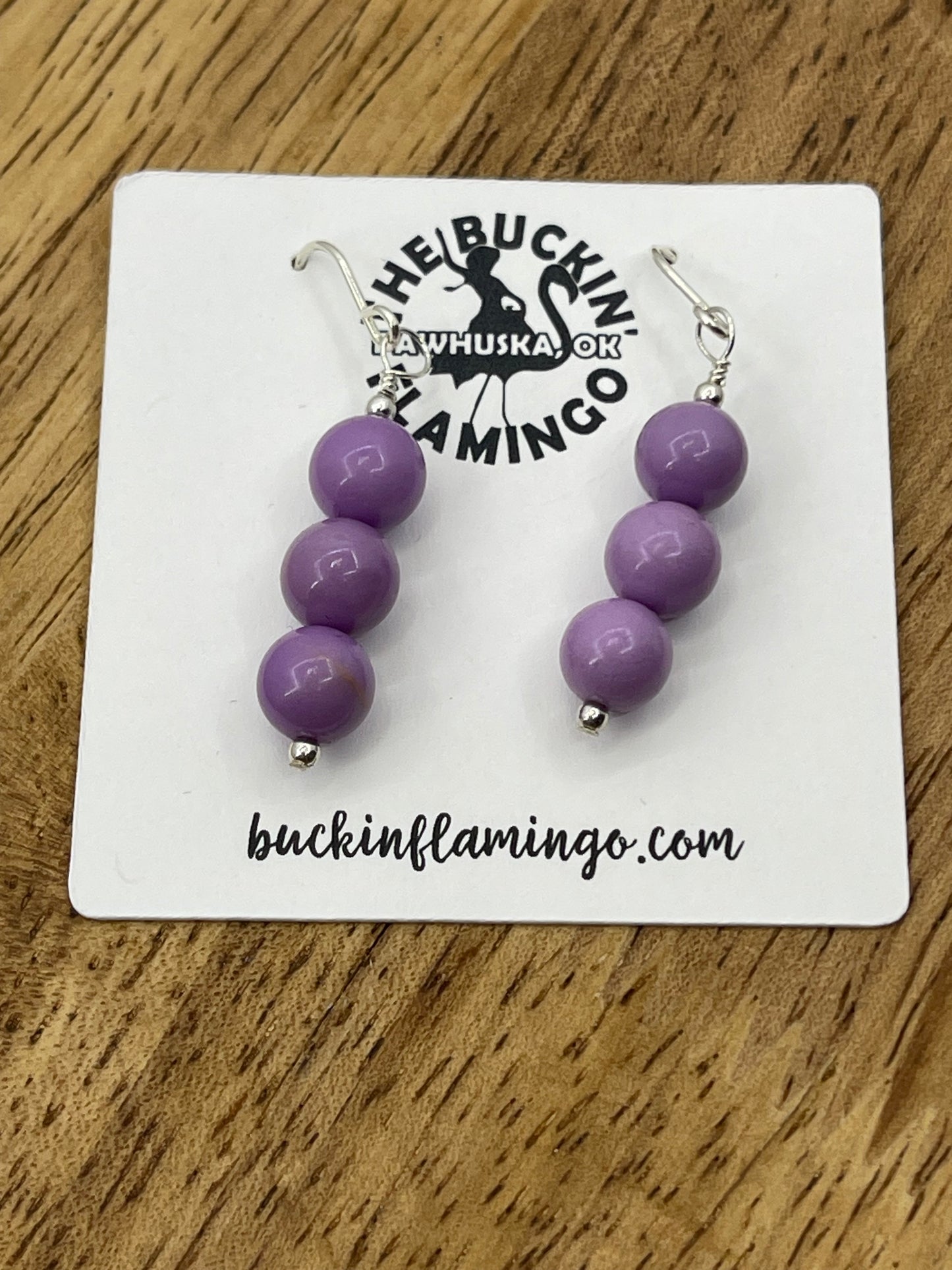3 Stone Purple Desert Dangle Earrings