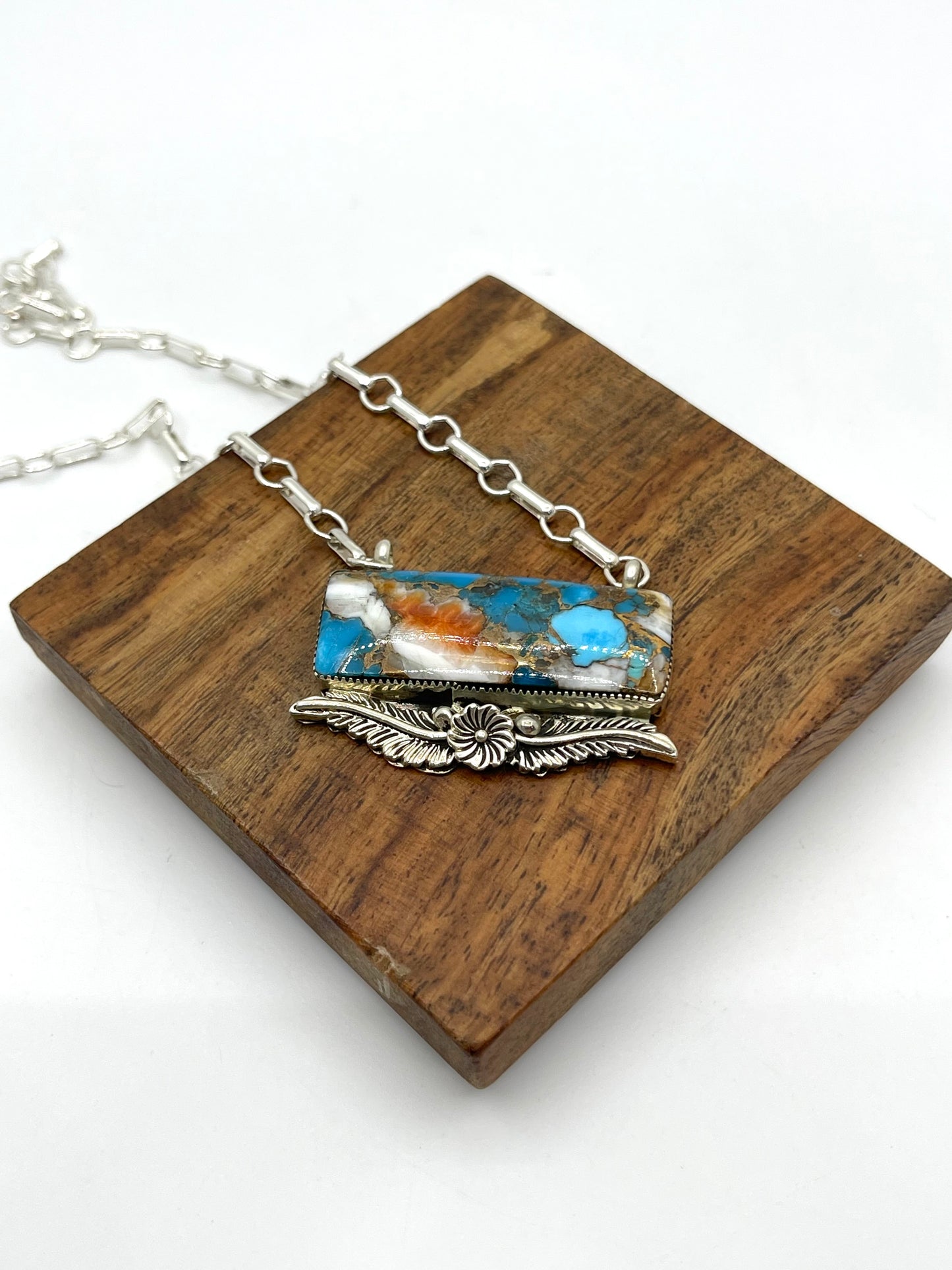 20' “Orange Crush” Bar Necklace by Gregg Yazzie, Navajo