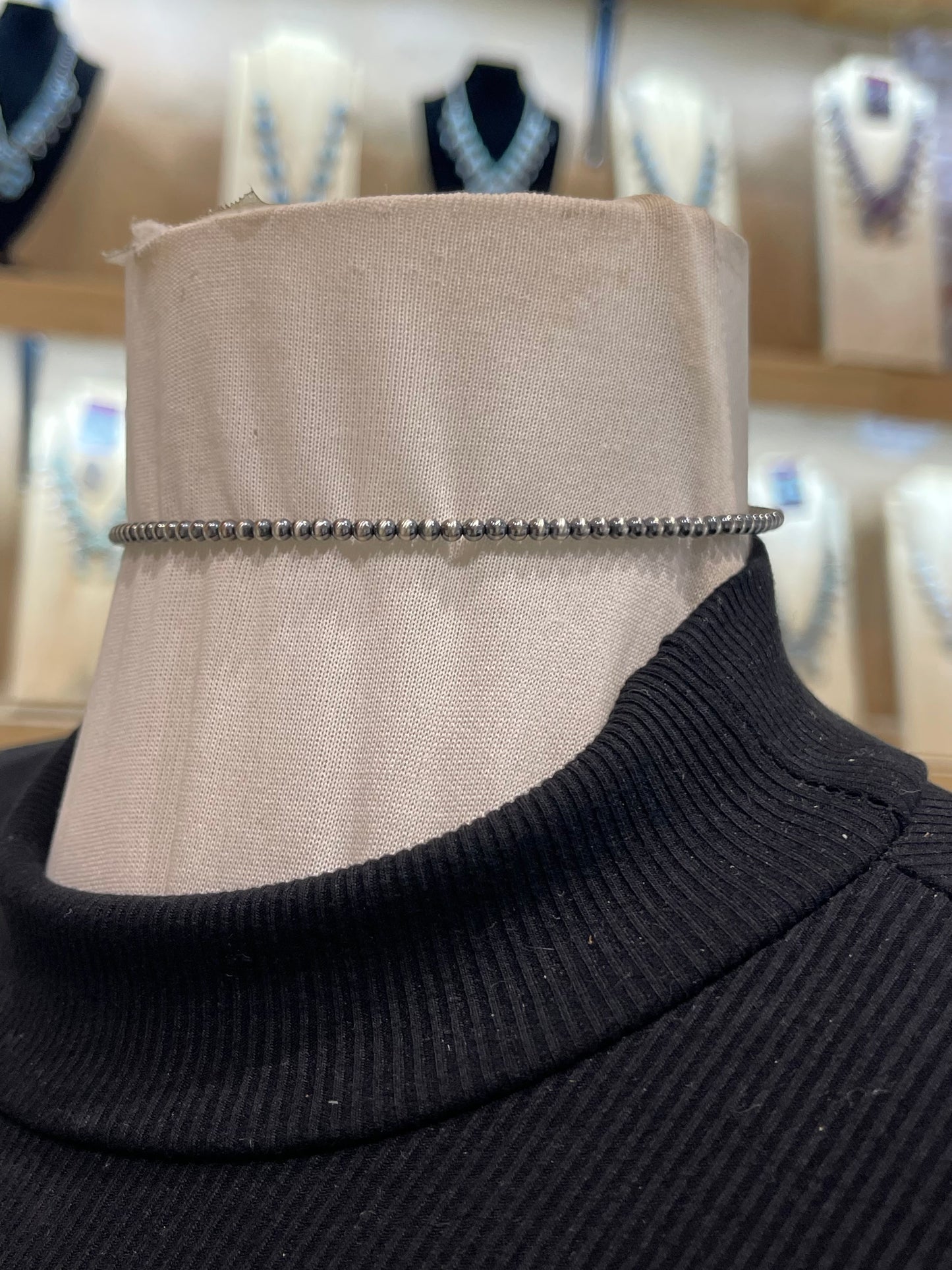 3mm Navajo Style Pearl Memory Wire Choker