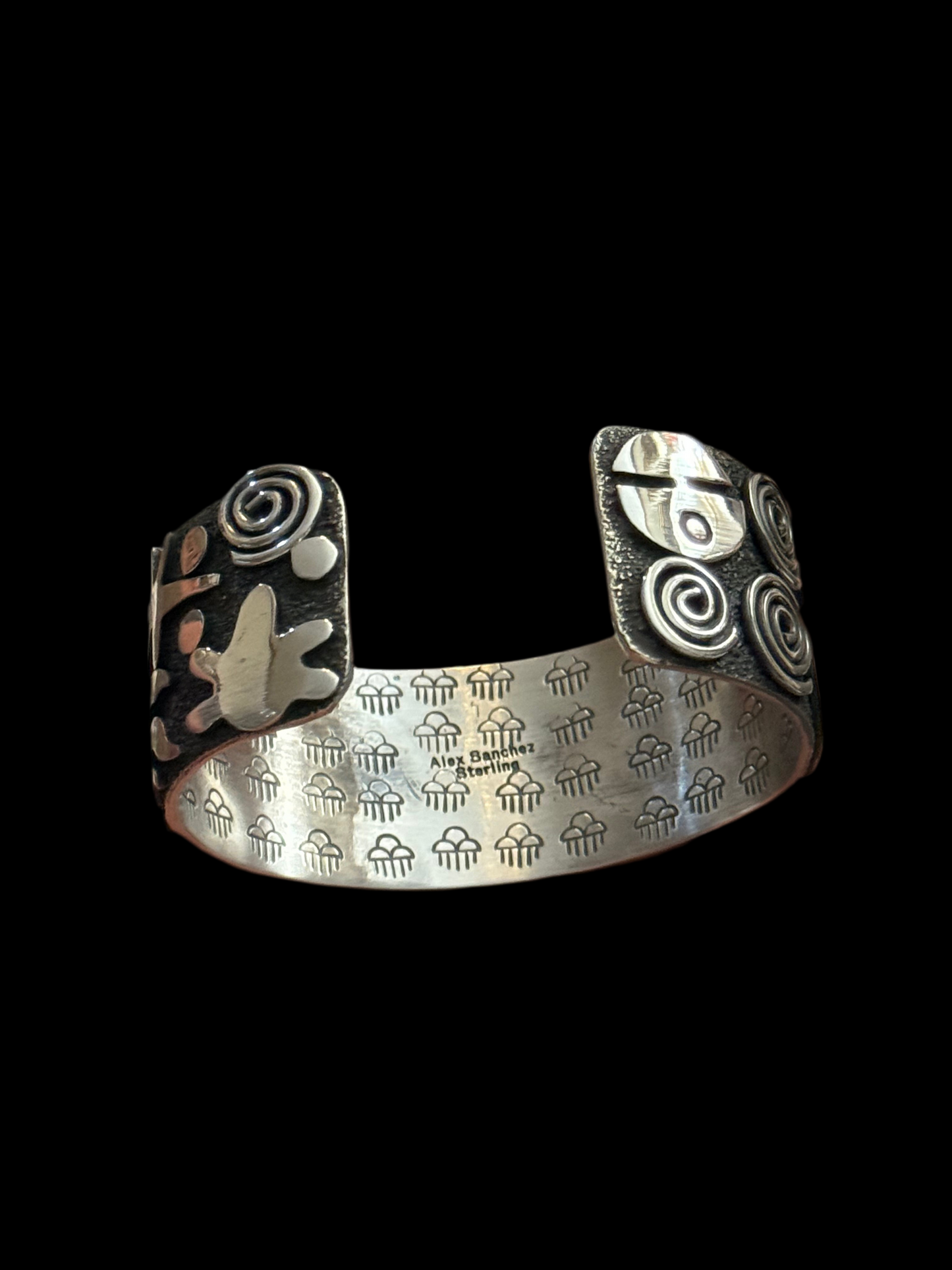 Petroglyph Cuff with Kingman Web Turquoise by Alex Sanchez, Navajo (medium width)