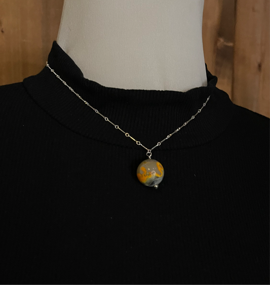 16" Necklace with 18mm Bumblebee Jasper Drop