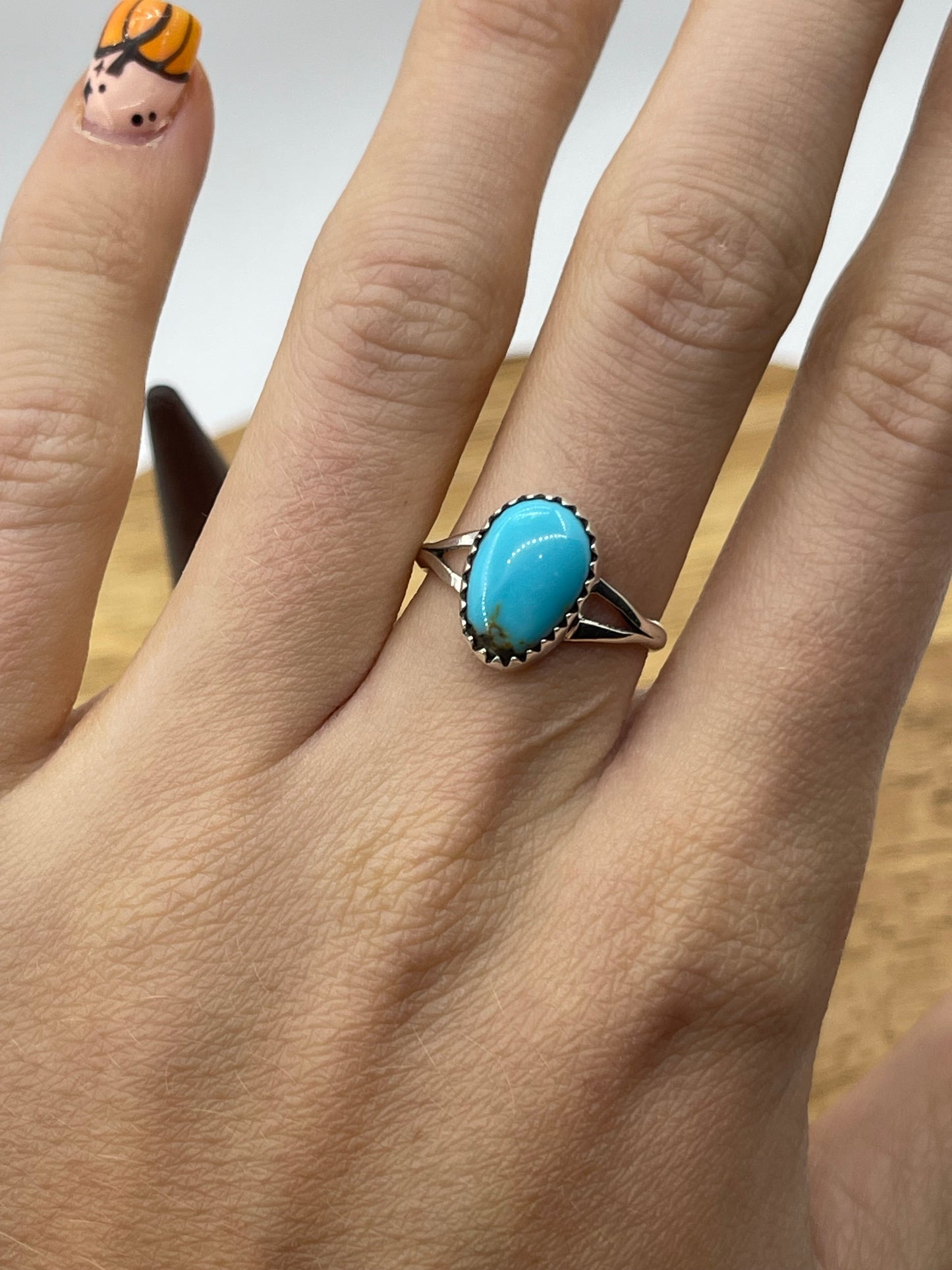 8.0 Blue Turquoise Ring by Letricia Largo, Navajo