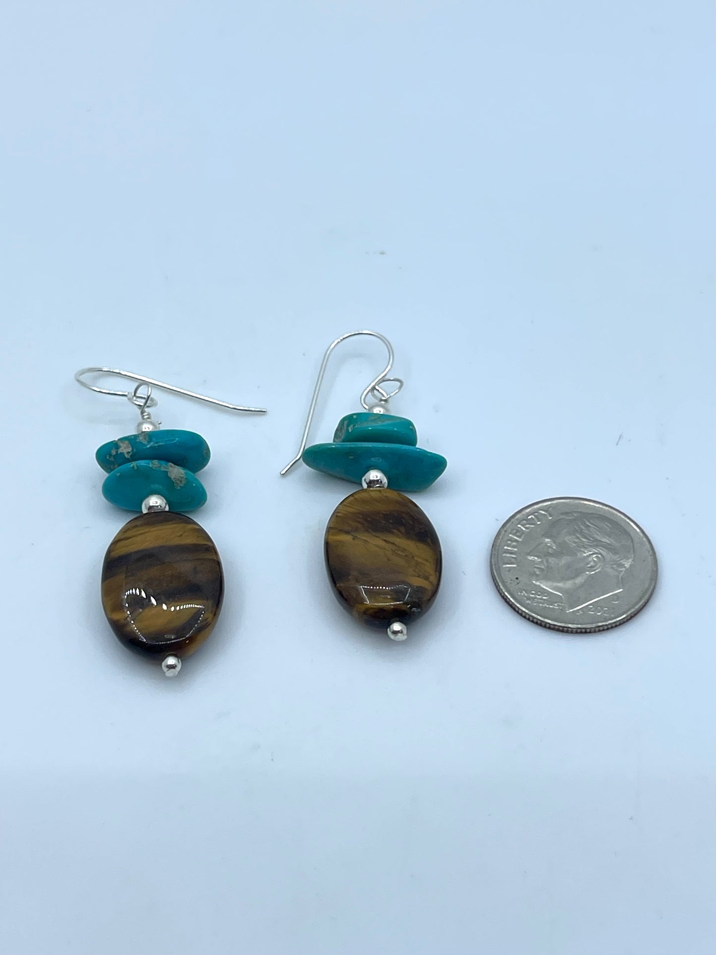 Tiger’s Eye & Turquoise Dangle Earrings