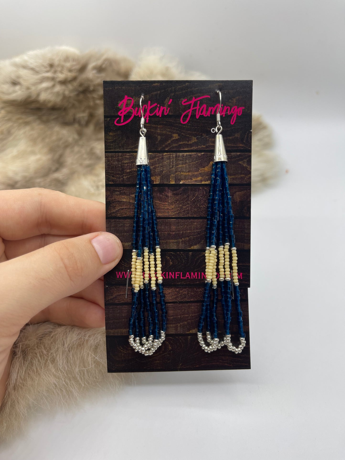 Blue Dangle Earrings by Lillian & Vernon Steele, Apache