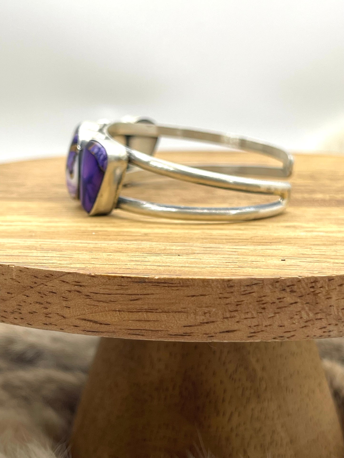 5 Stone Lavendar Dahlia Cuff by Augustine Largo, Navajo