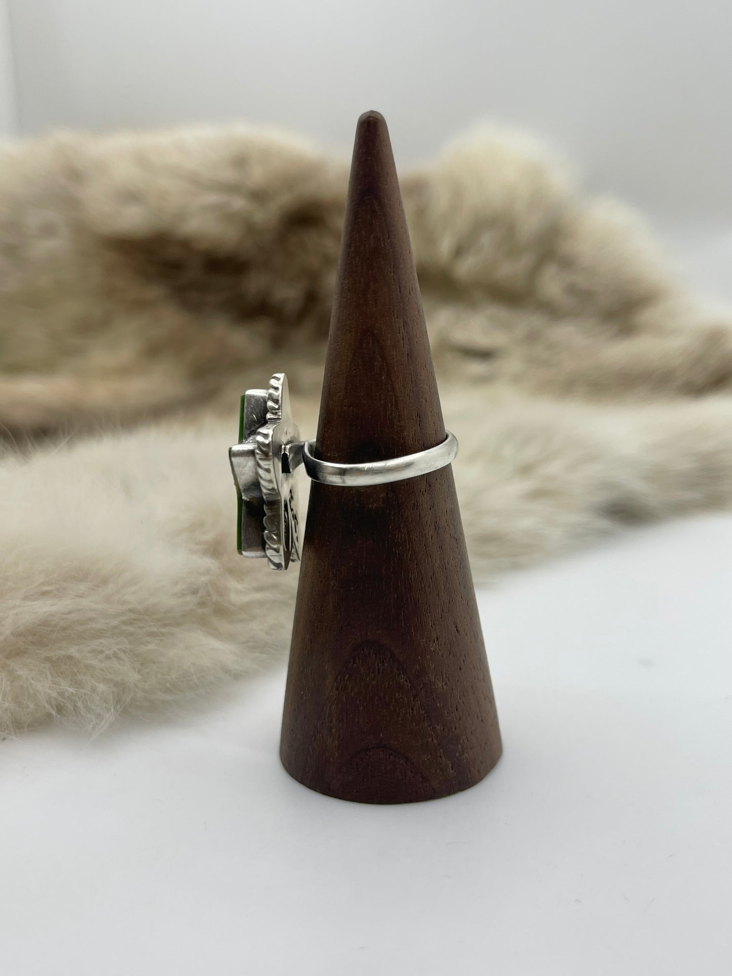 Adjustable Green Star Ring by Larson Chee, Navajo