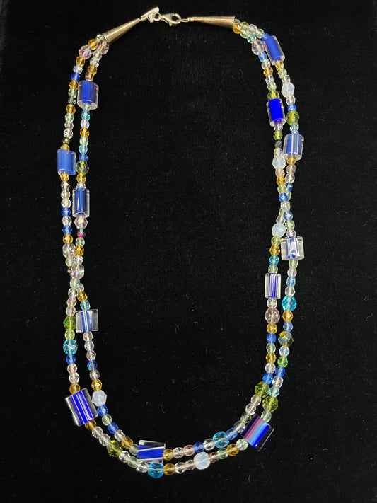 2 Strand Glass Bead Multicolor Necklace