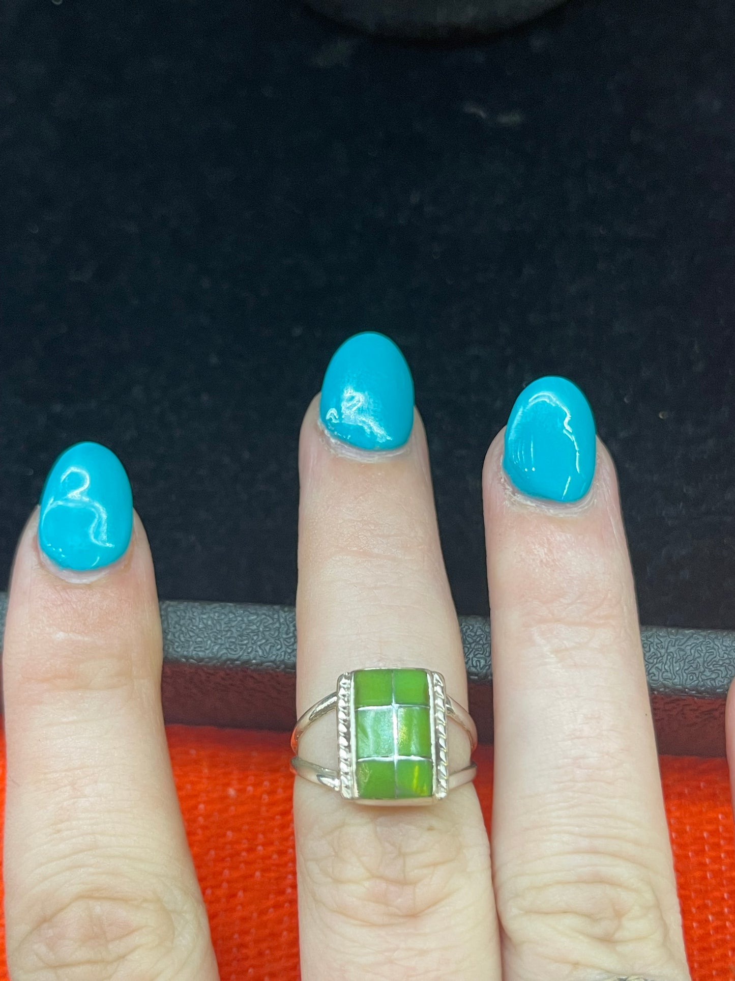 Green Opal Rectangle Ring