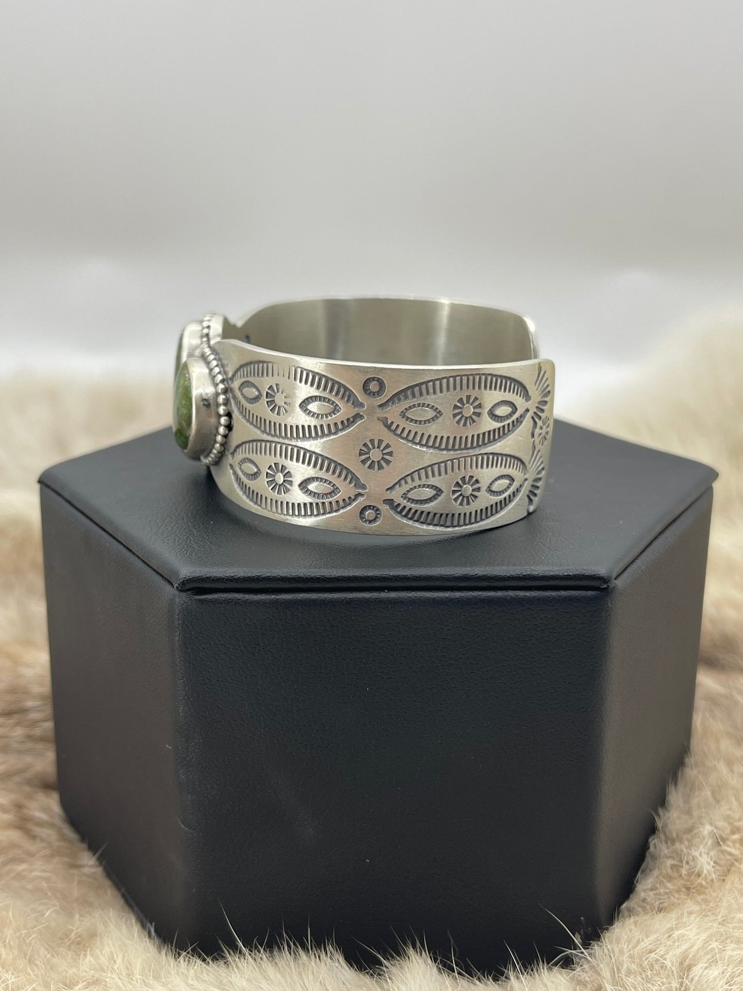 6"-7.75" 3 Stone Sonoran Gold Turquoise Cuff