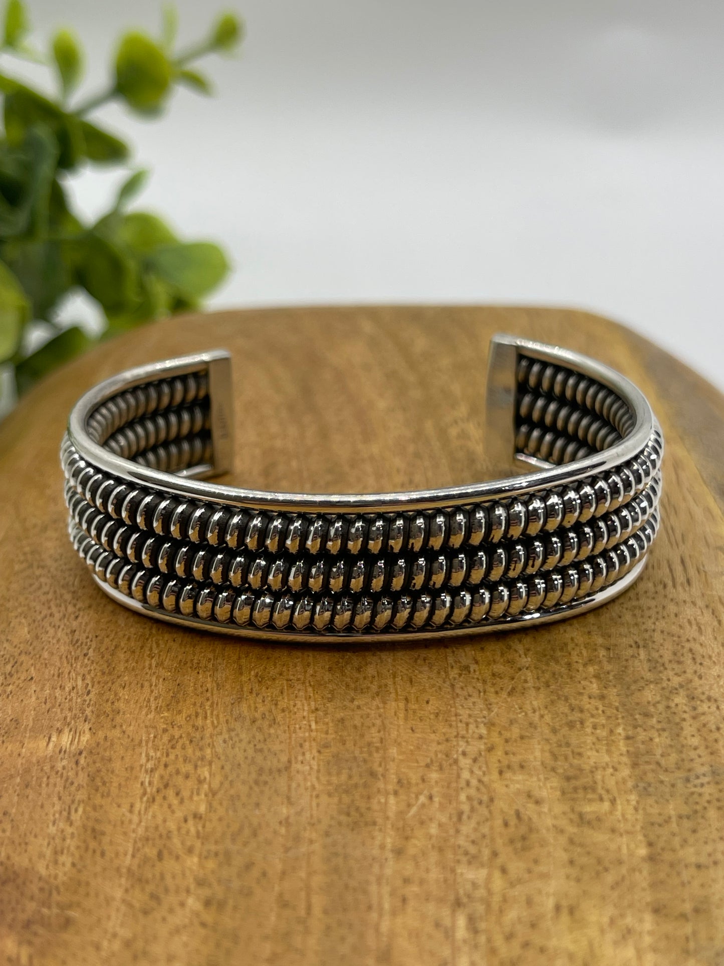 6.25" - 7" 3 Row Twisted Wire Cuff by Elaine Tahe, Navajo