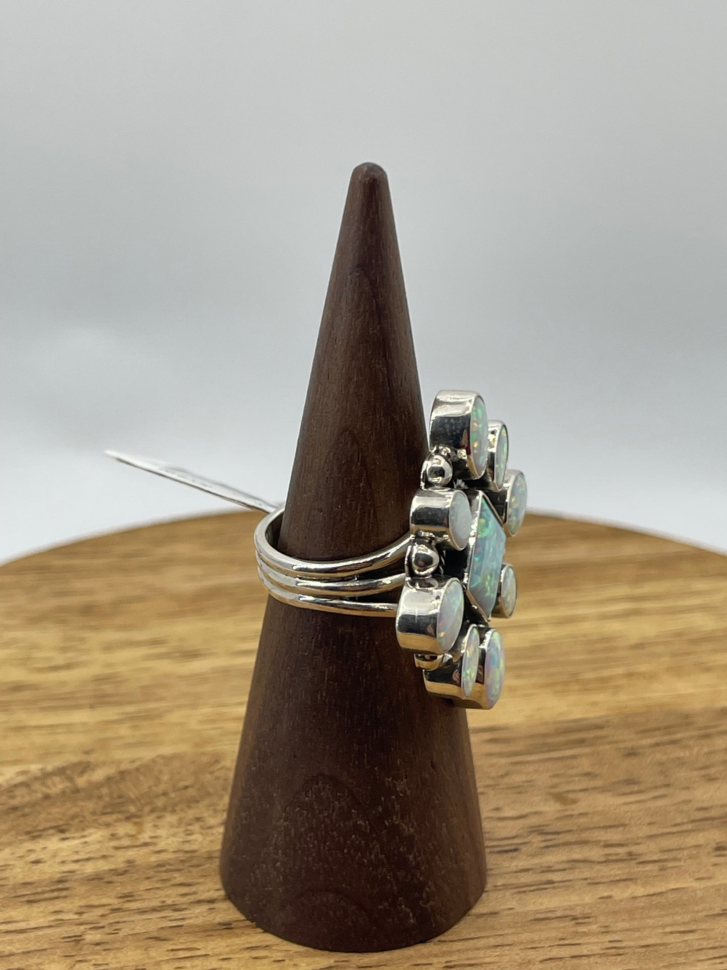 6.0 White Opal Cluster Ring