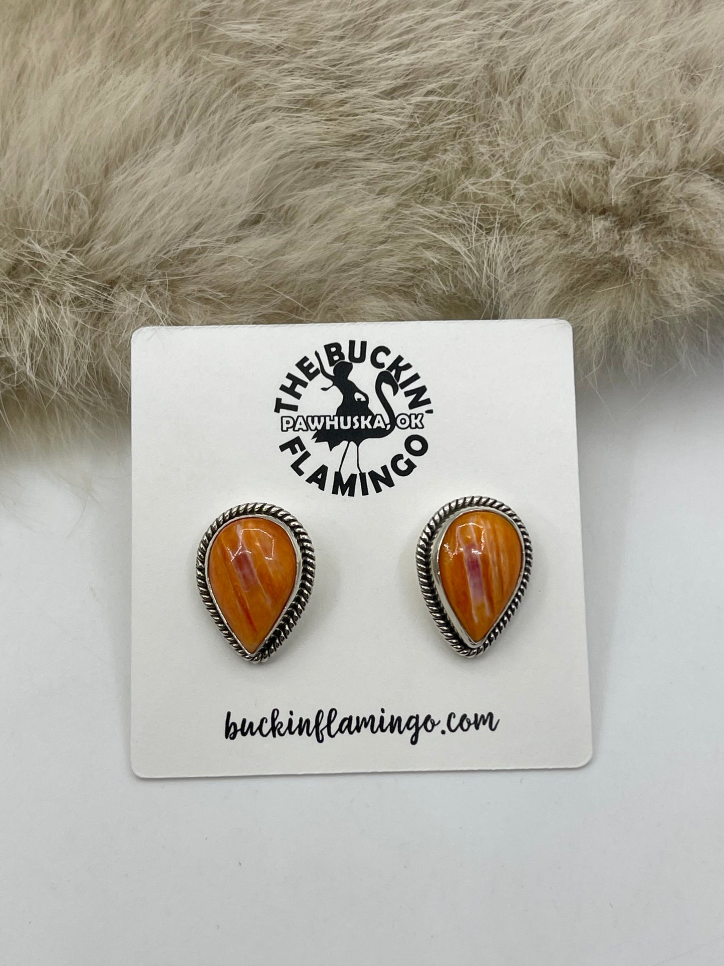 Orange Spiny Oyster Shell Earrings
