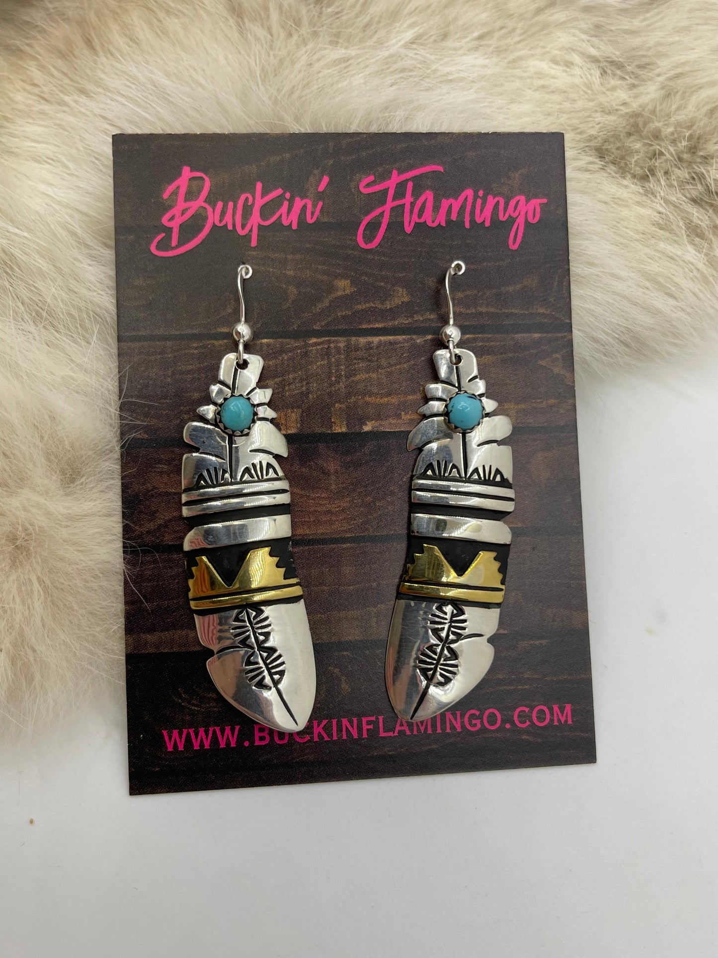 Silver And Brass Feather Earrings By Tommy And Rose Singer