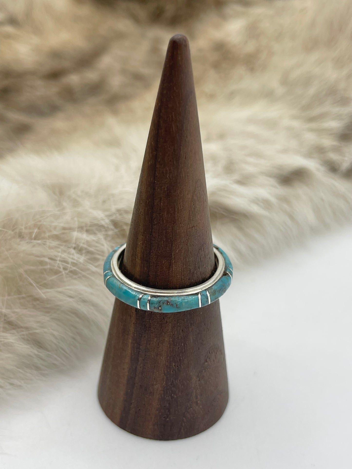 7.0 Turquoise Inlay Band by Terrance Panteah, Zuni