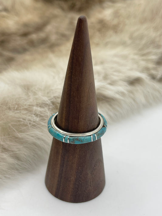 11.0 Turquoise Inlay Band by Terrance Panteah, Zuni
