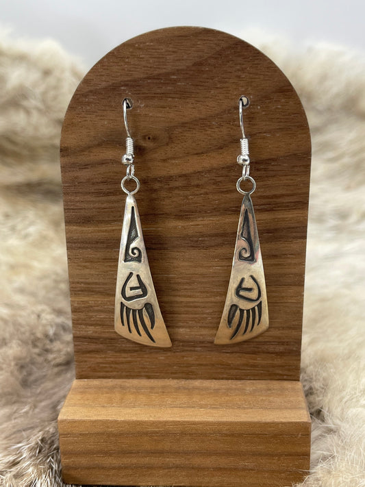 Hopi Bear Claw Design Dangle Earrings