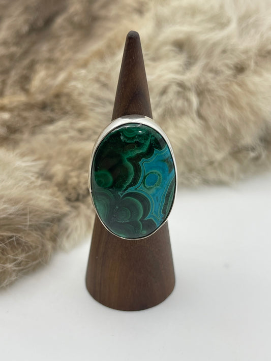 6.5 Chrysocolla Ring by Lawrence Willie, Navajo