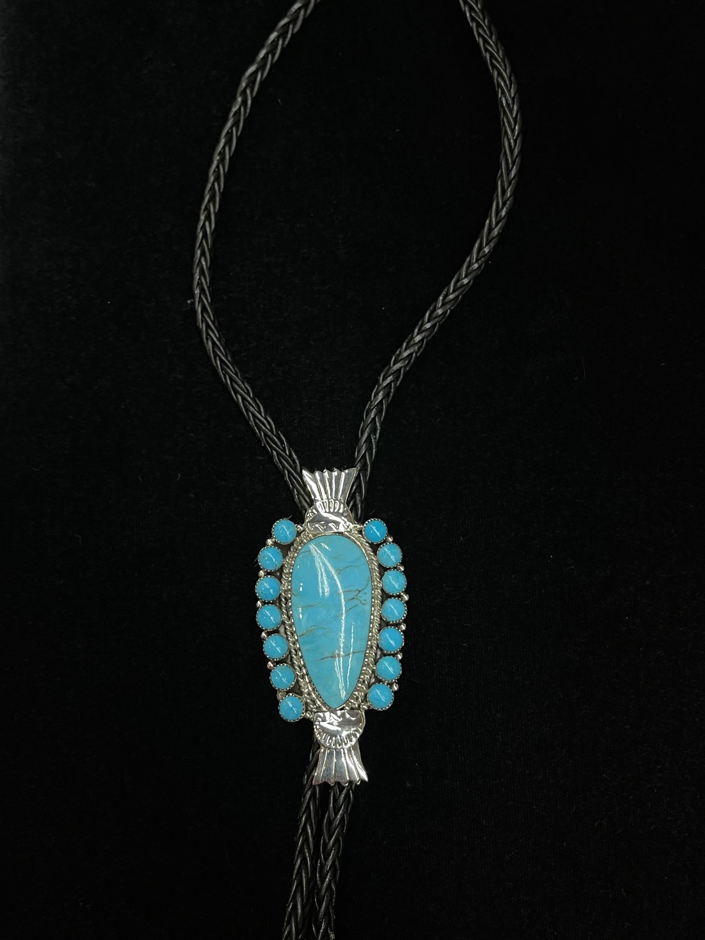 Turquoise Cluster Bolo Tie by Annette Martinez, Navajo