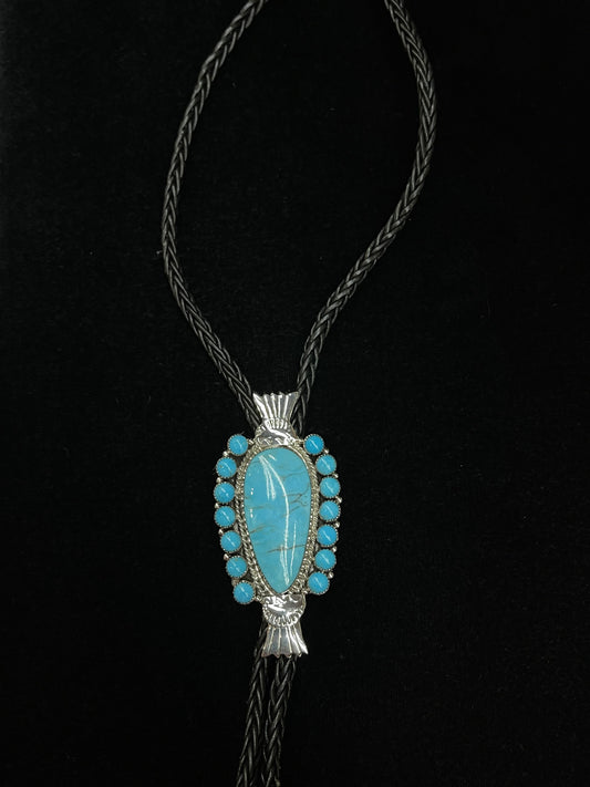 Turquoise Cluster Bolo Tie by Annette Martinez, Navajo