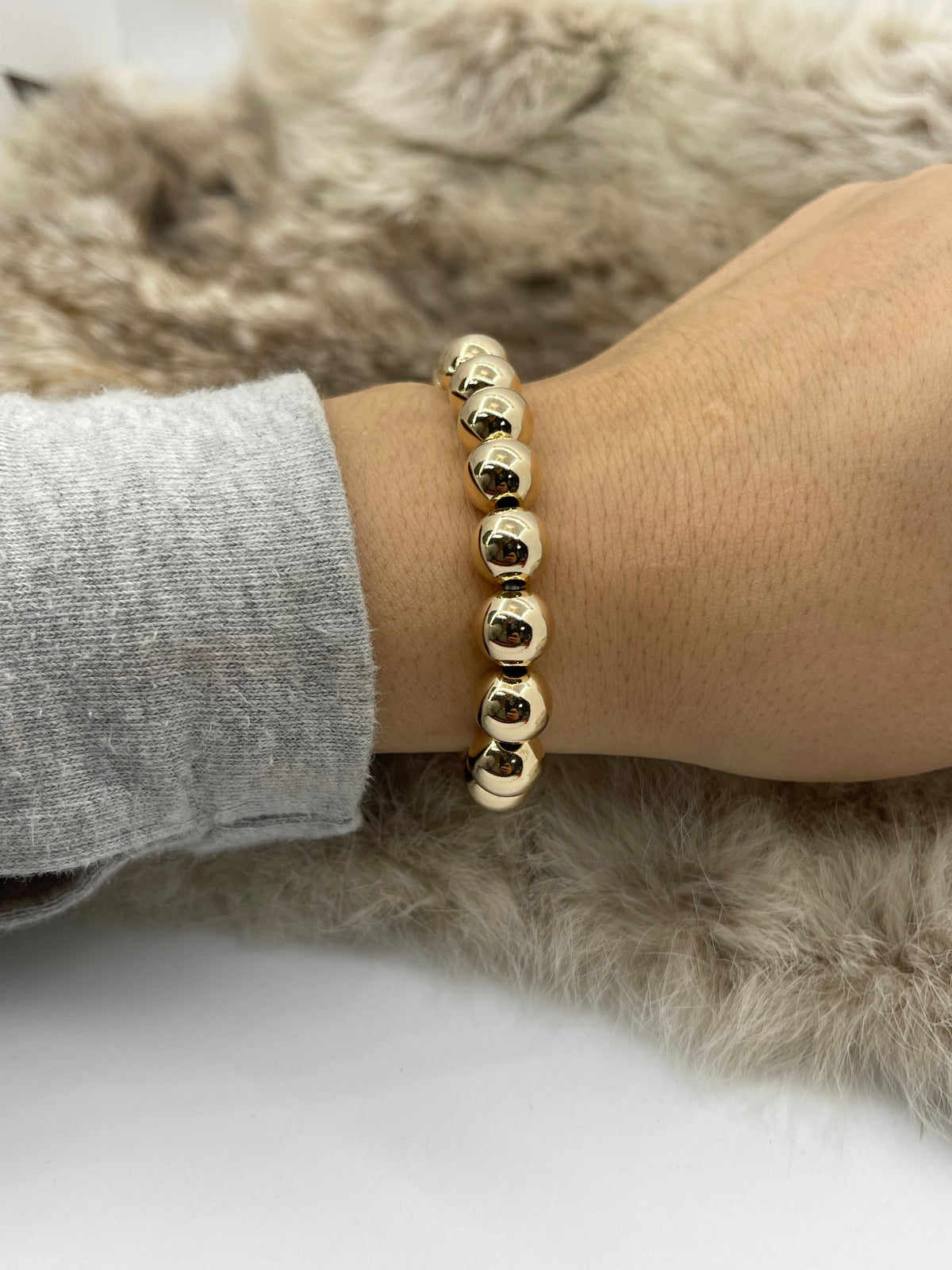 7” Stretchy 10mm 14k Gold Filled Bead Bracelet