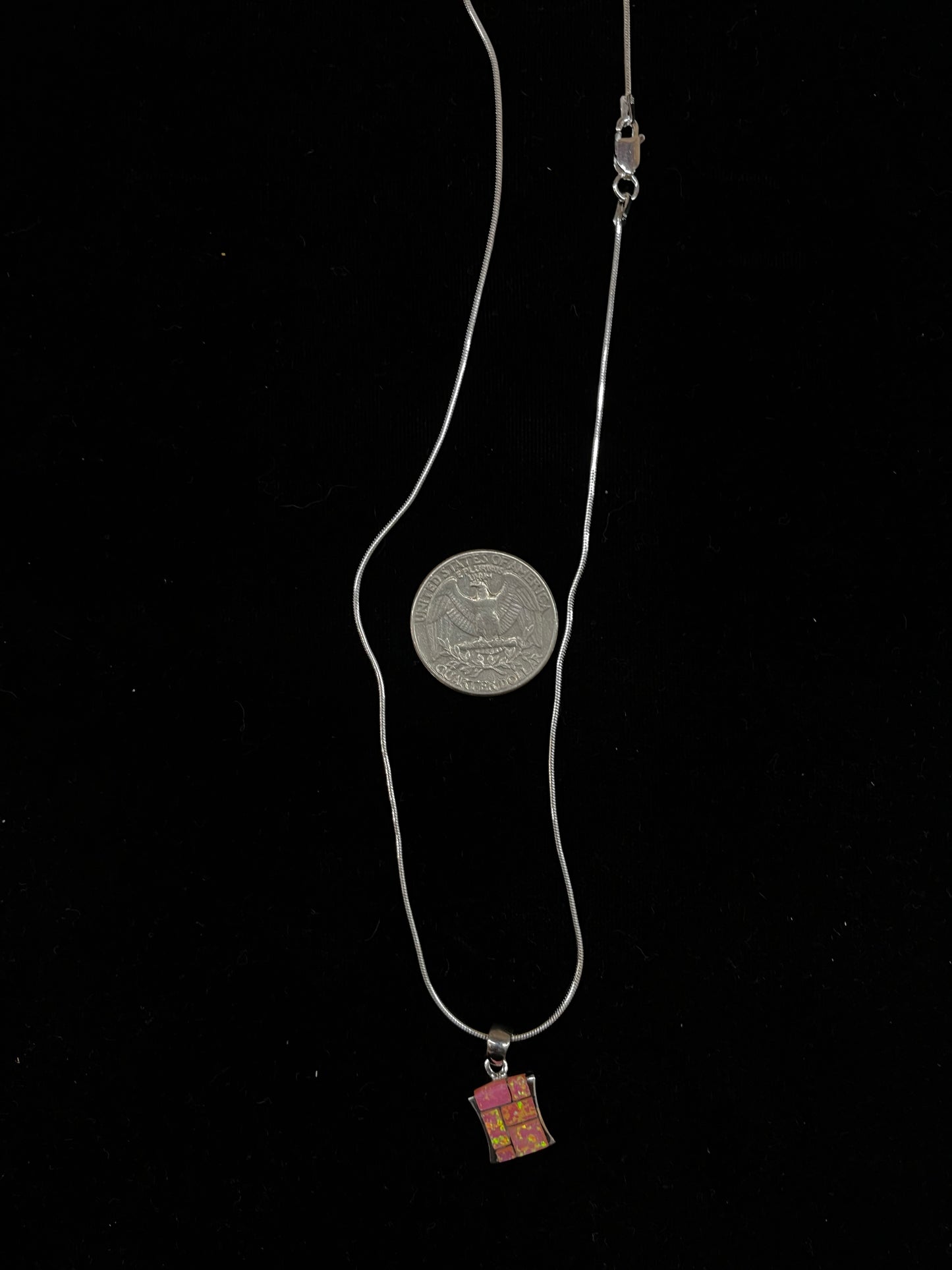 16" Pink Opal Inlay Necklace with a 4mm Bale